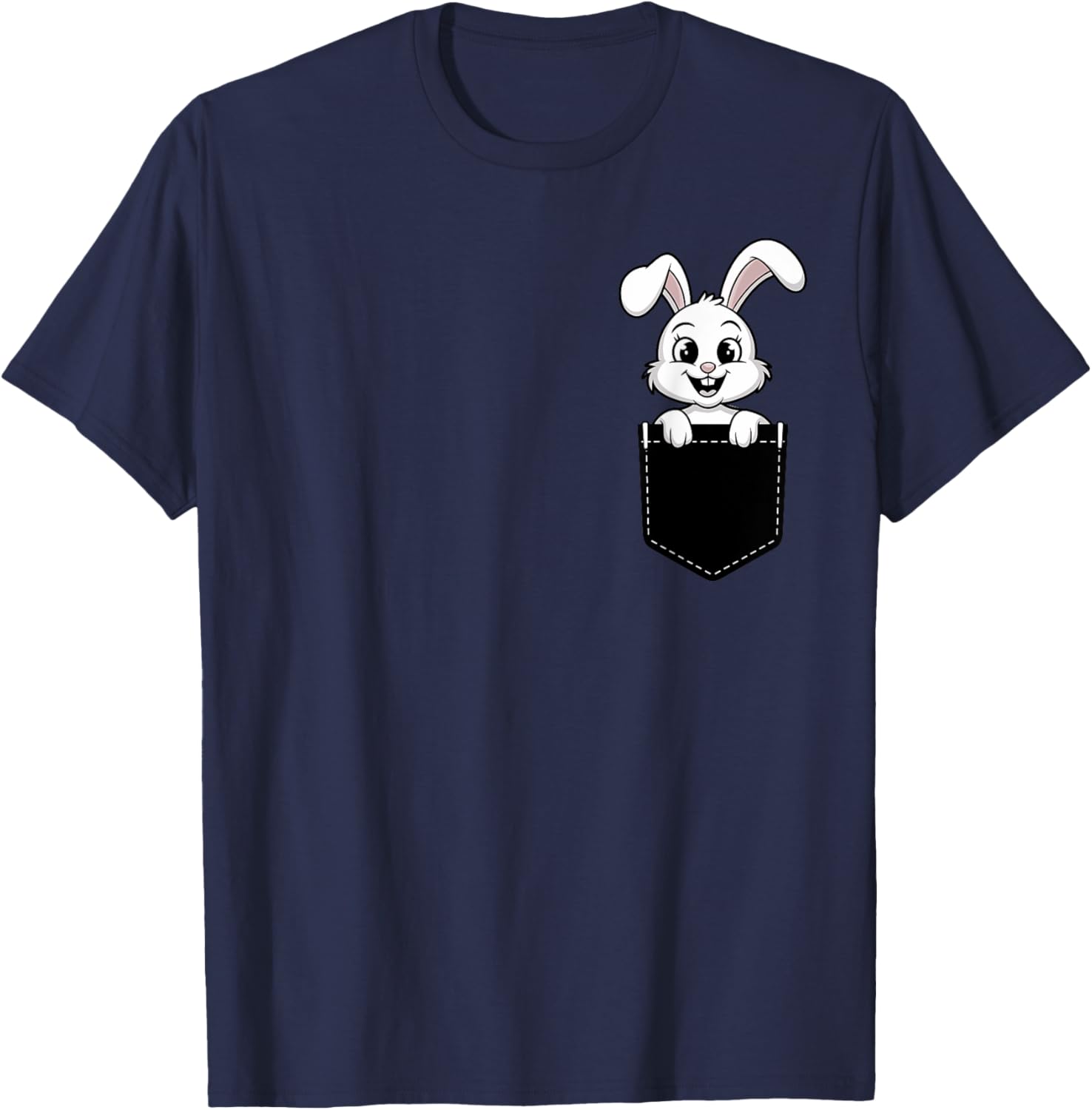 Cute Funny Rabbit in Pocket T-Shirt for Men and Women - Animal Lovers Design - 17