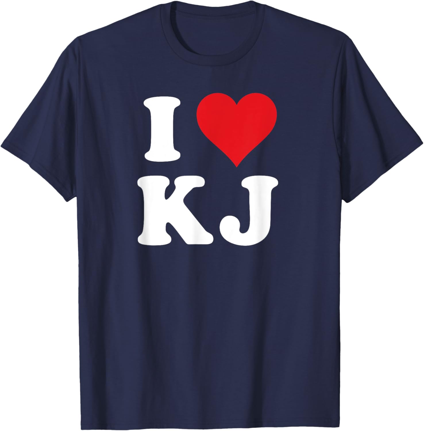I Love KJ Initials Heart Design K J T-Shirt for Stylish Casual Wear - 16