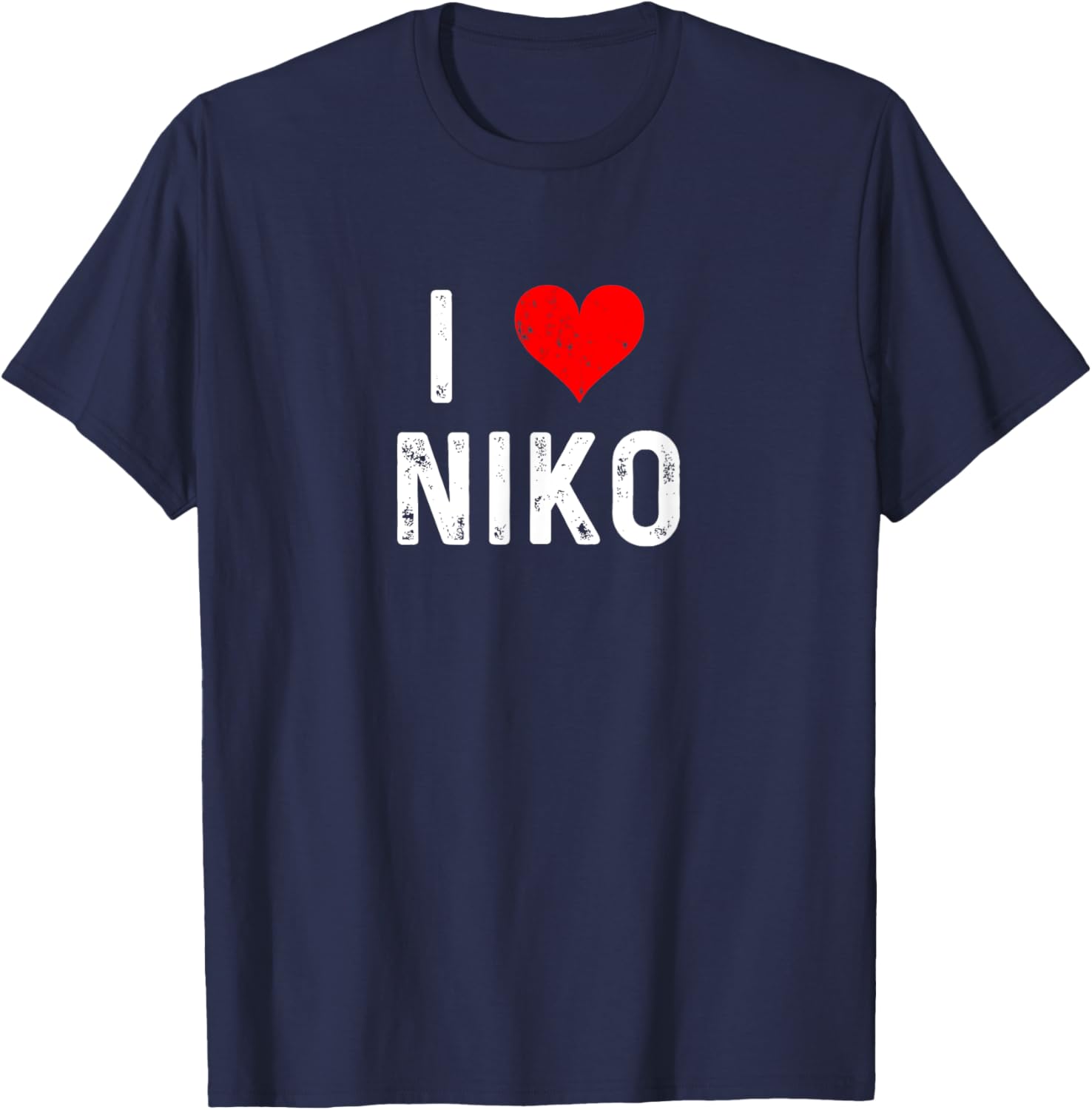 I Love Niko Distressed Heart T-Shirt for Casual Everyday Style - 8