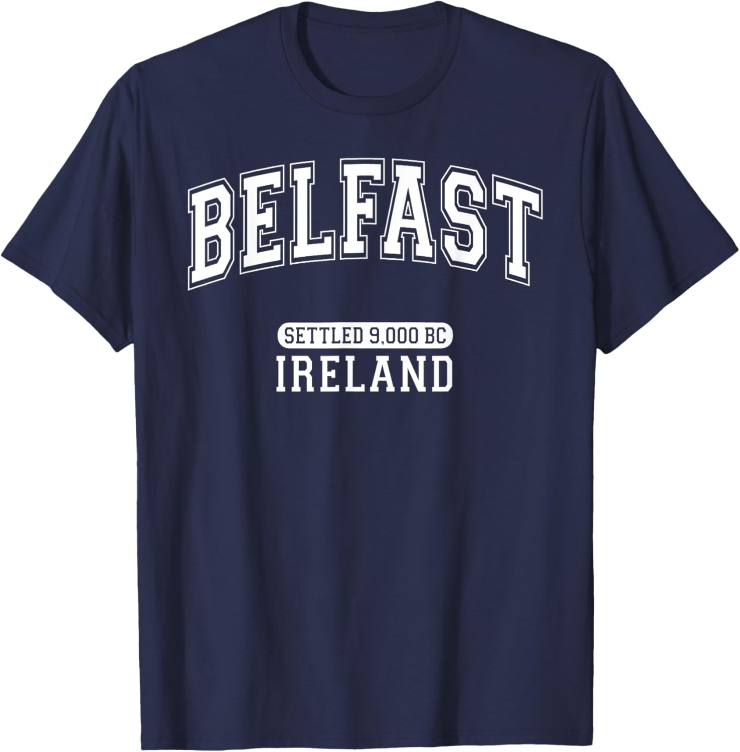 Belfast Ireland Retro T-Shirt with Arched White Letters for History Lovers - 10