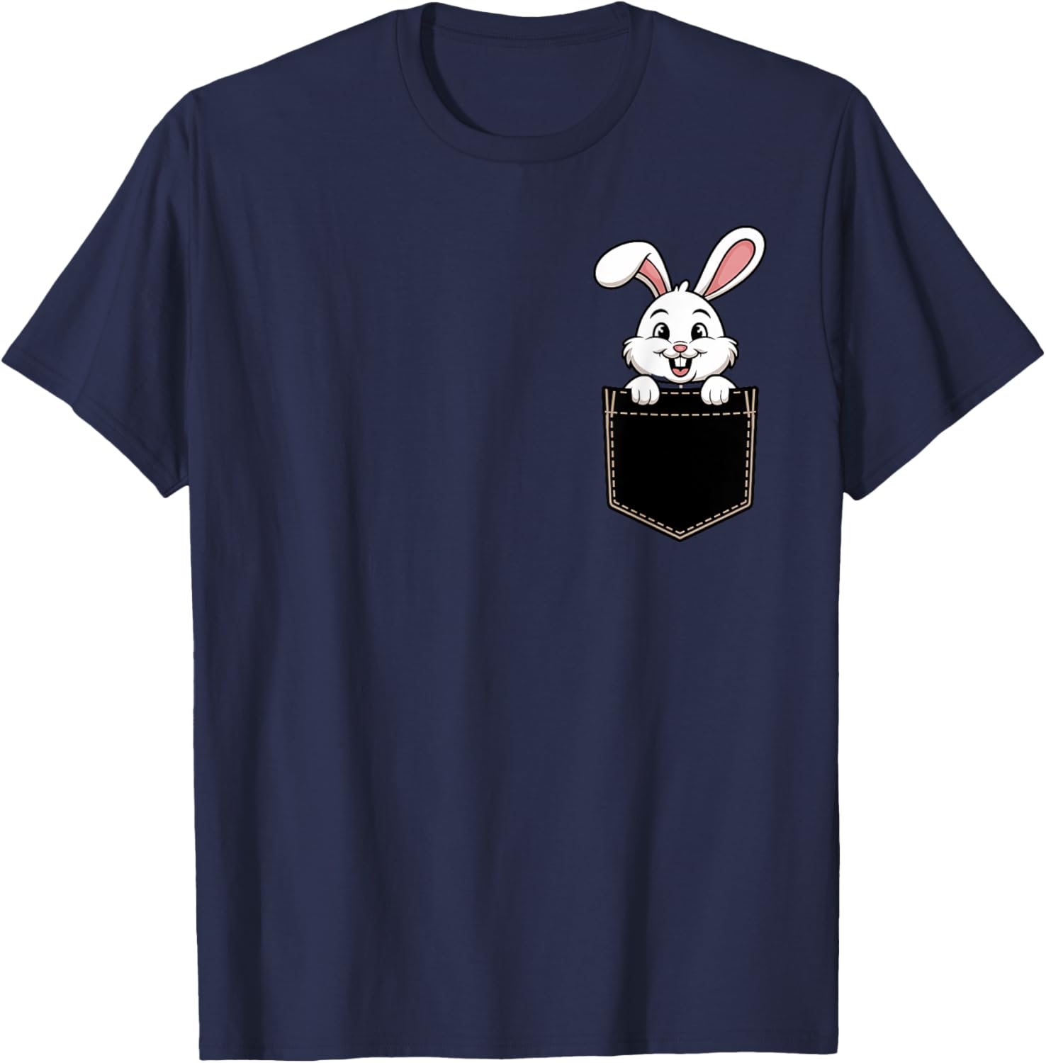 Cute Funny Rabbit Pocket T-Shirt for Men and Women - Adorable Animal Tee - 7