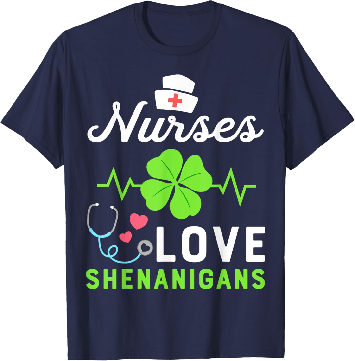 Nurse St Patricks Day Shamrock Heart T-Shirt for Fun Nursing Shenanigans - 3