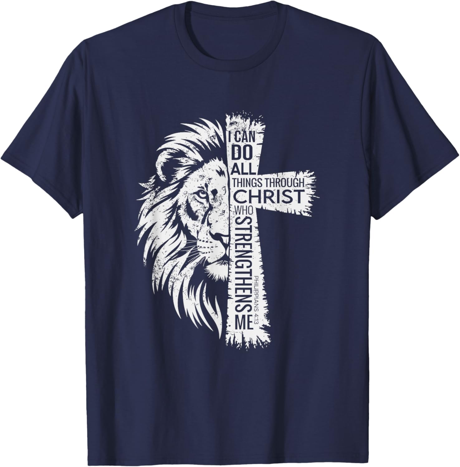 Lion of Judah and Cross Shirt with Philippians 4:13 Inspirational Tee - 1