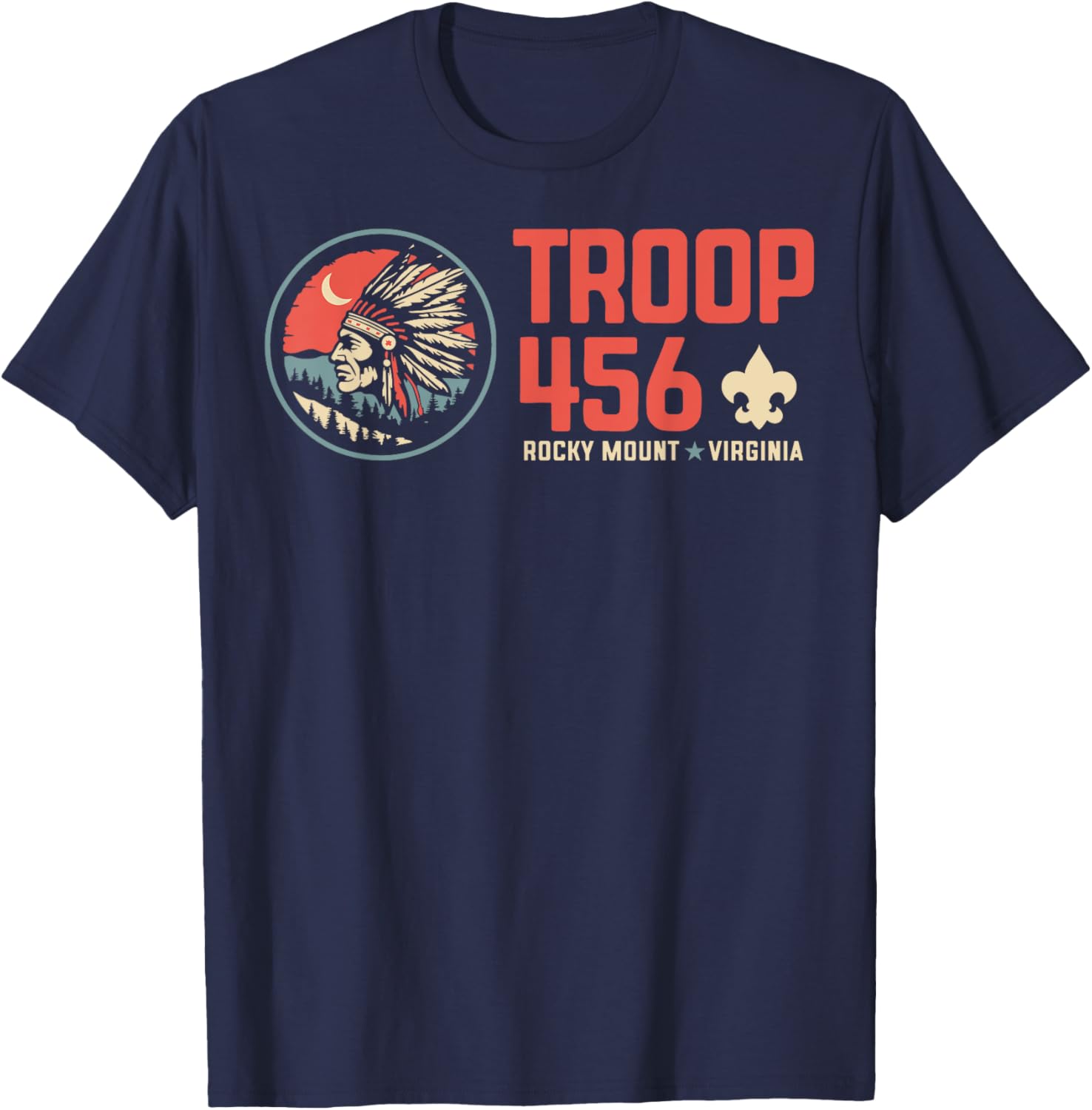 Troop 456 Rocky Mount Logo Native T-Shirt for Scouts and Outdoor Fun - 1