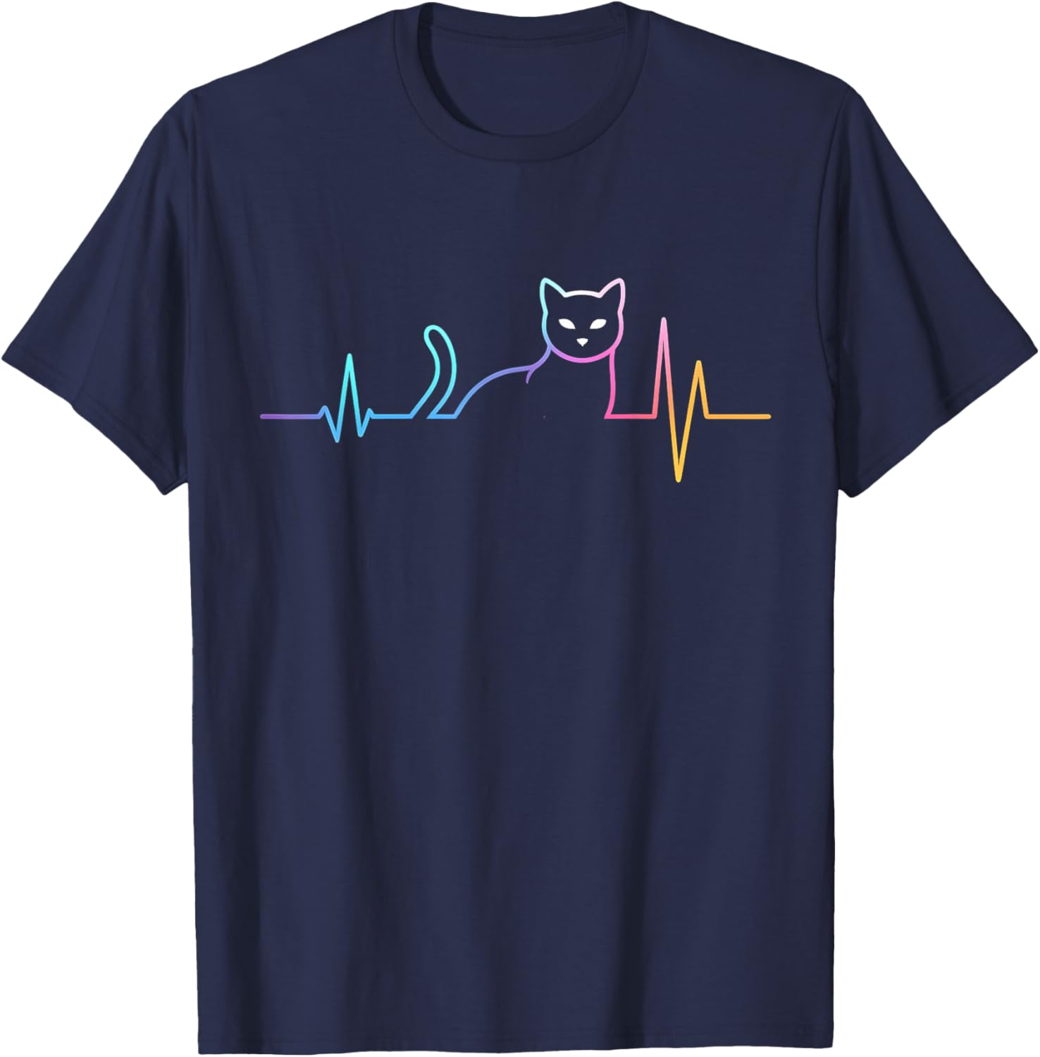 Colorful Heartbeat Cat T-Shirt for Funny Cat Lovers - Gifts for All Ages - 6