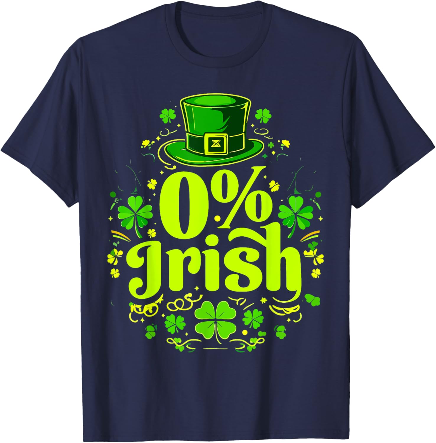 Funny 0% Irish St. Patrick's Day Zero Percent Graphic T-Shirt for Fun - 12