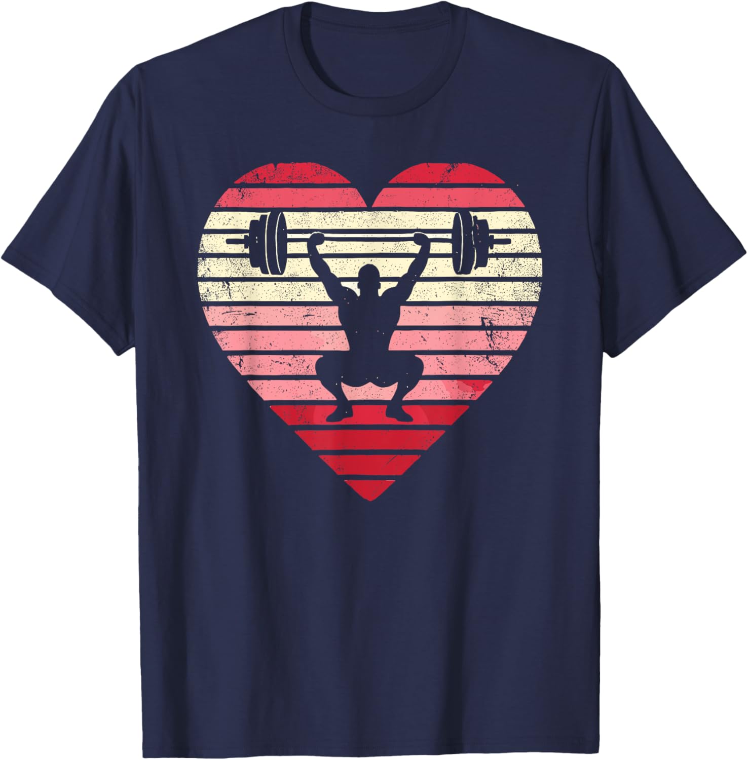 Vintage Retro Heart Weightlifting Gym T-Shirt for Men Fitness Enthusiasts - 7
