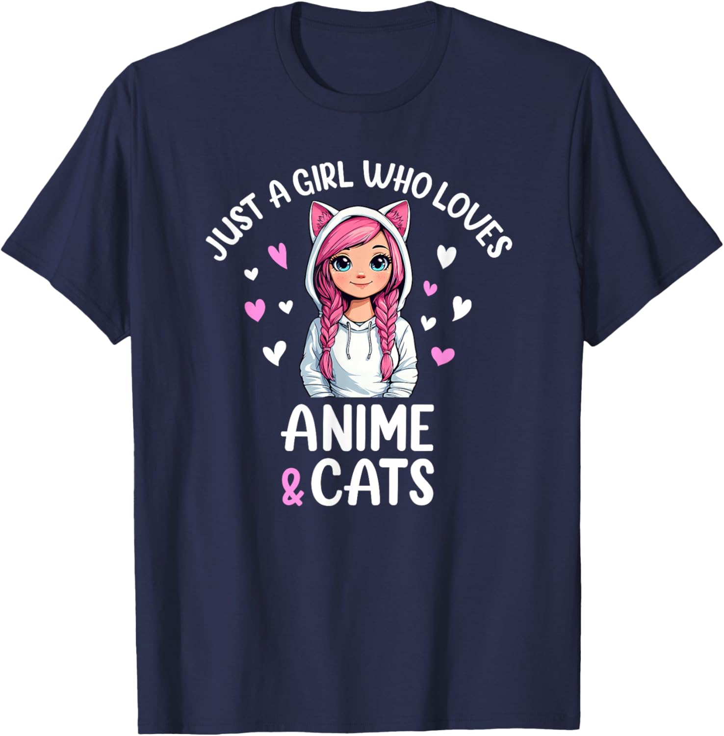Just A Girl Who Loves Anime and Cats T-Shirt for Cat and Anime Fans - 7