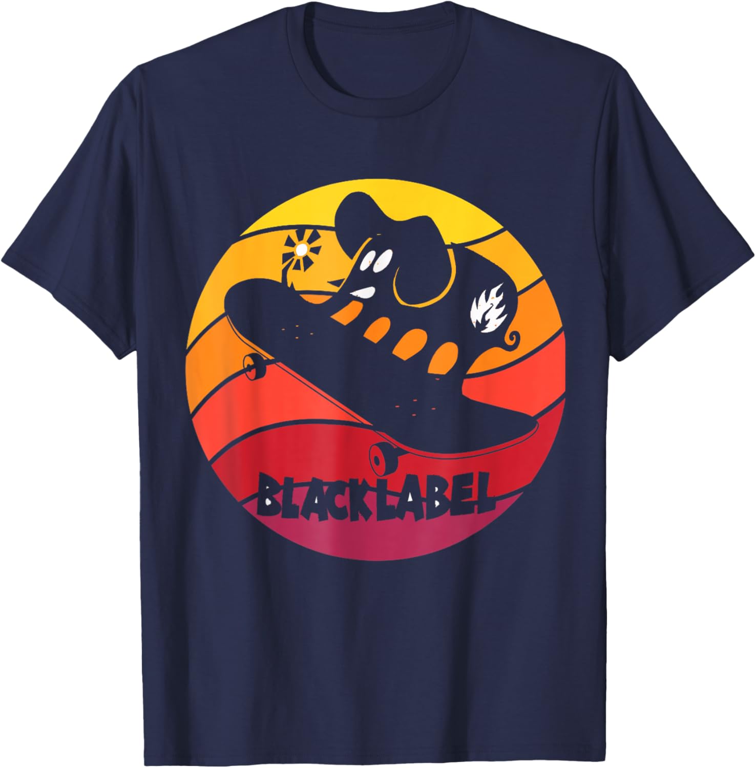 Vintage Elephant Skateboard T-Shirt Retro Black Label Apparel - 6