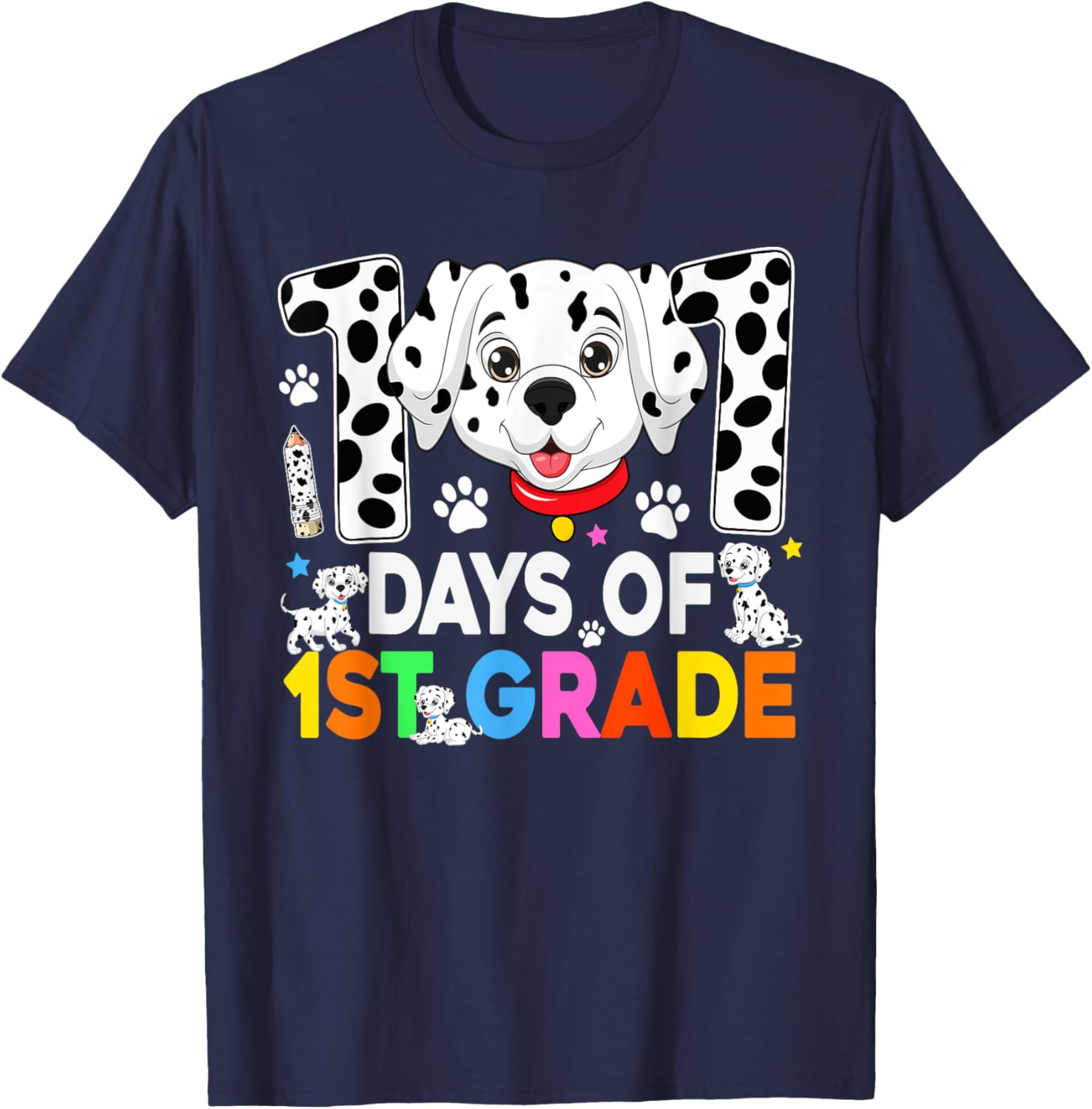 100 Days of School Dalmatian Dog T-Shirt for Kids 3rd Grade Fun Fashion - 8