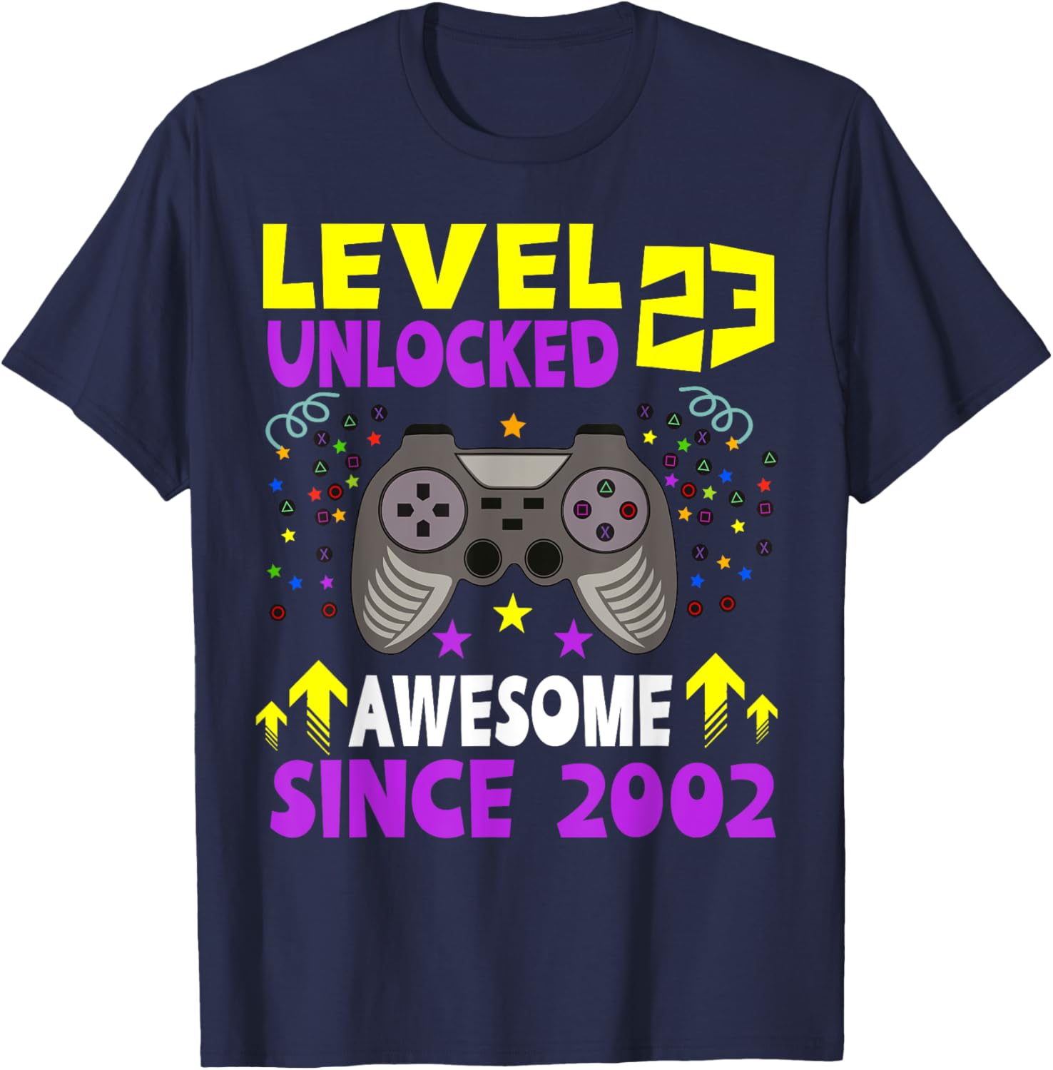 Level 23 Unlocked 23rd Birthday Gaming T-Shirt for Gamers Since 2002 - 4