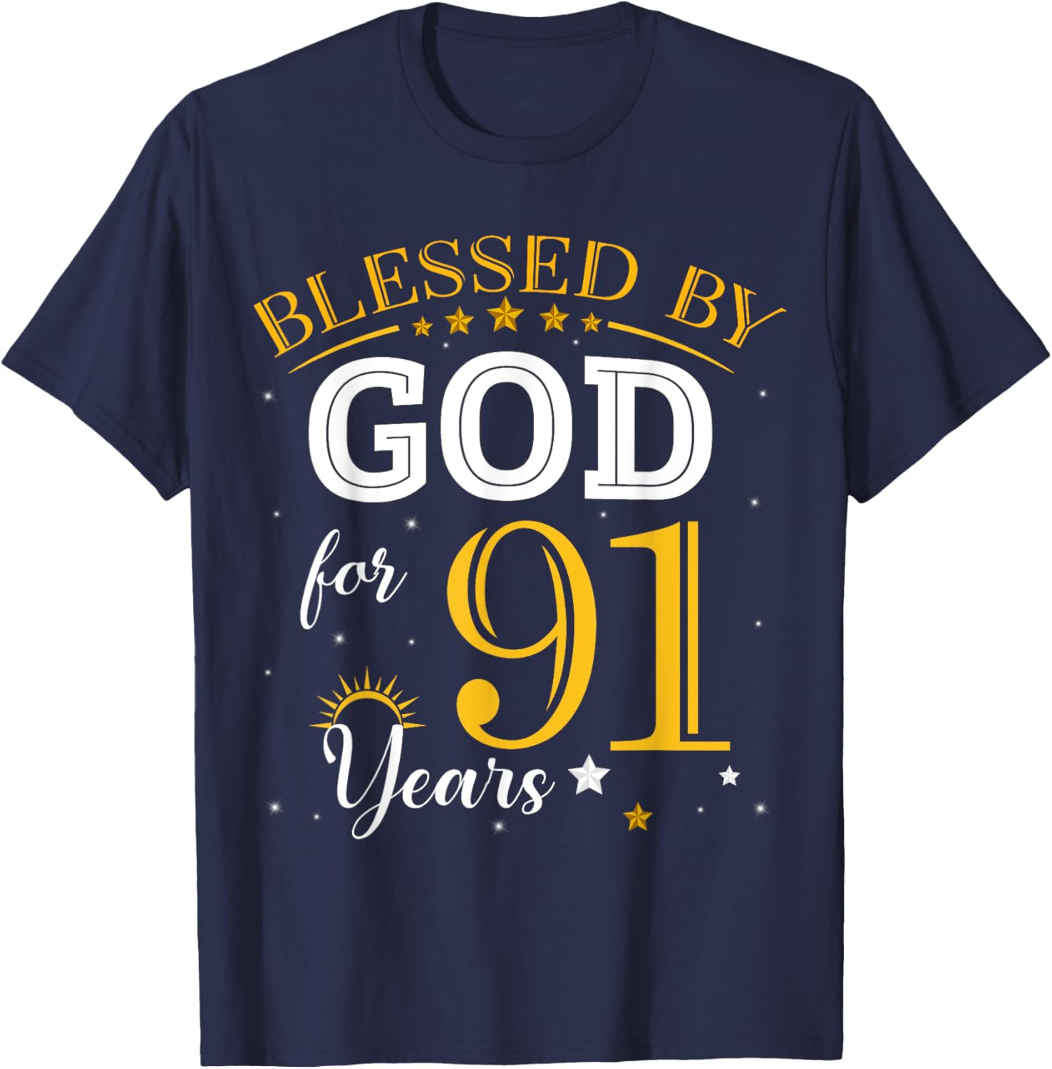 Vintage Blessed by God 91 Years Old Birthday Girl T-Shirt Gift - 9