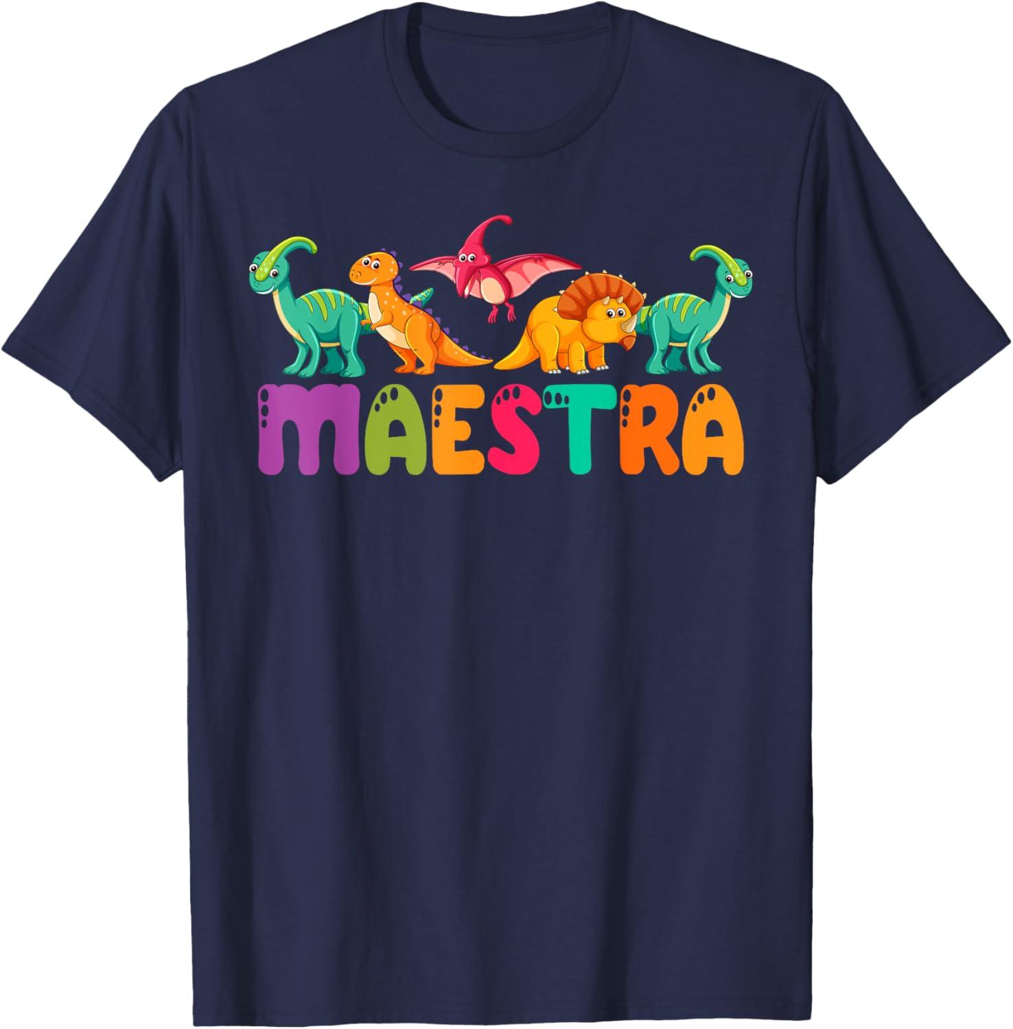 Cute Dinosaurs Bilingual Teacher T-Shirt for Maestra Spanish Teachers - 4