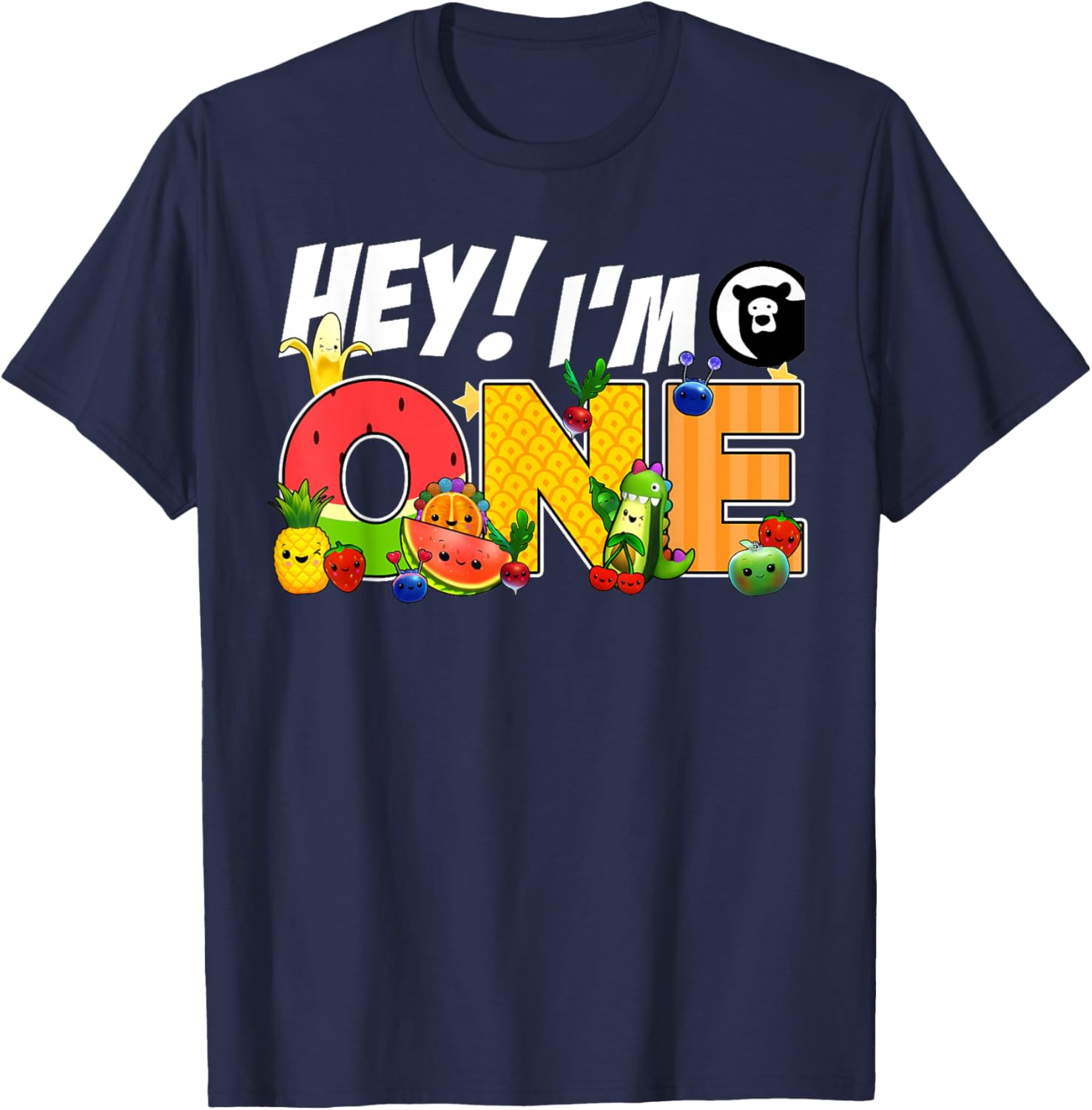 Funny Hey I'm One Birthday Boy T-Shirt for Kids with Cute Fruit Design - 18
