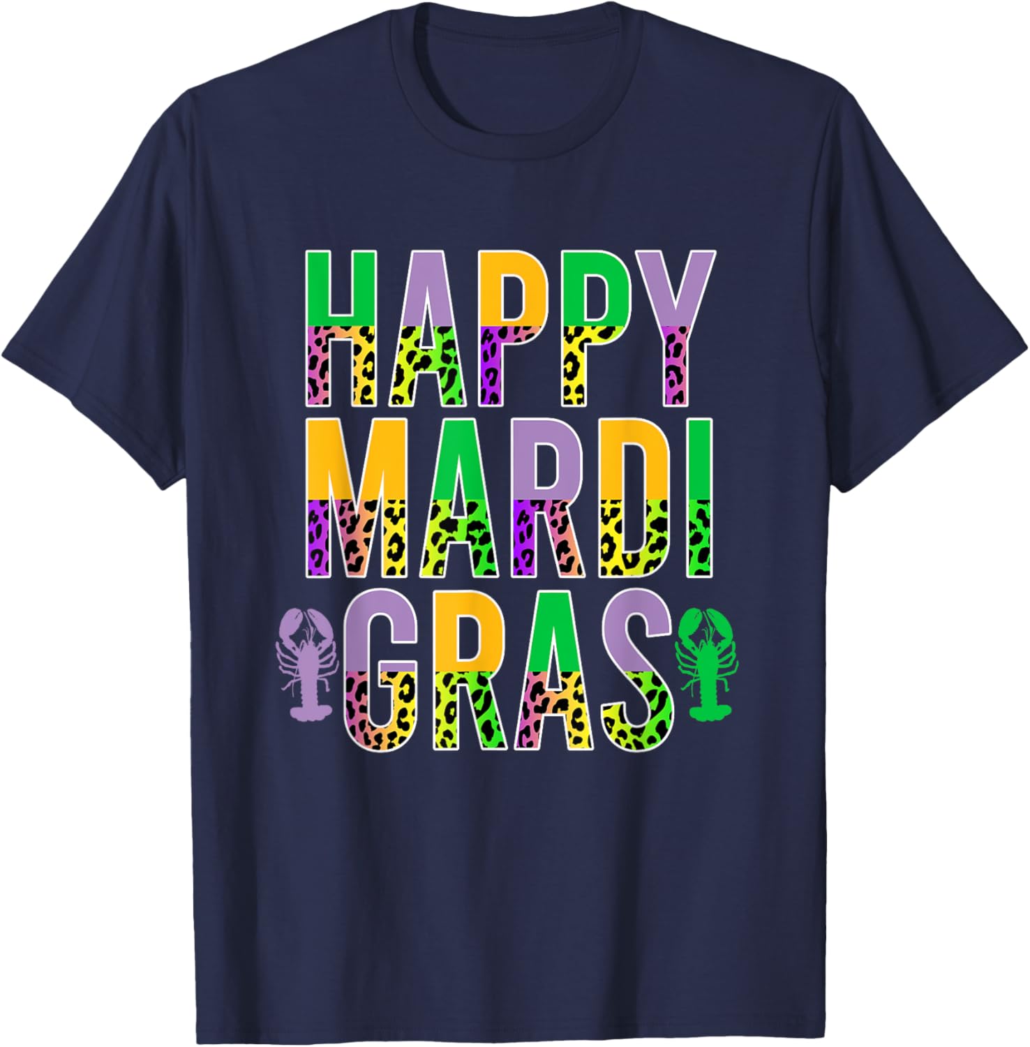 Happy Mardi Gras Leopard Print Crawfish T-Shirt for Men Women Kids - 17