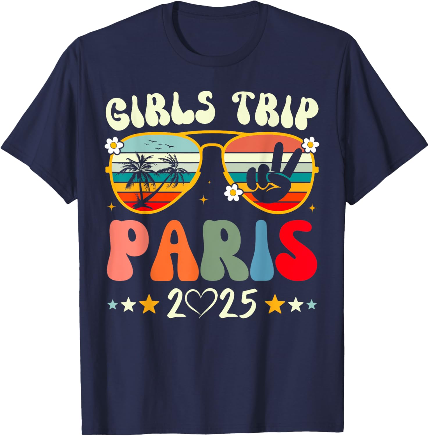 Girls Trip Paris 2025 Summer Vacation Retro T-Shirt for Matching Outfits - 2