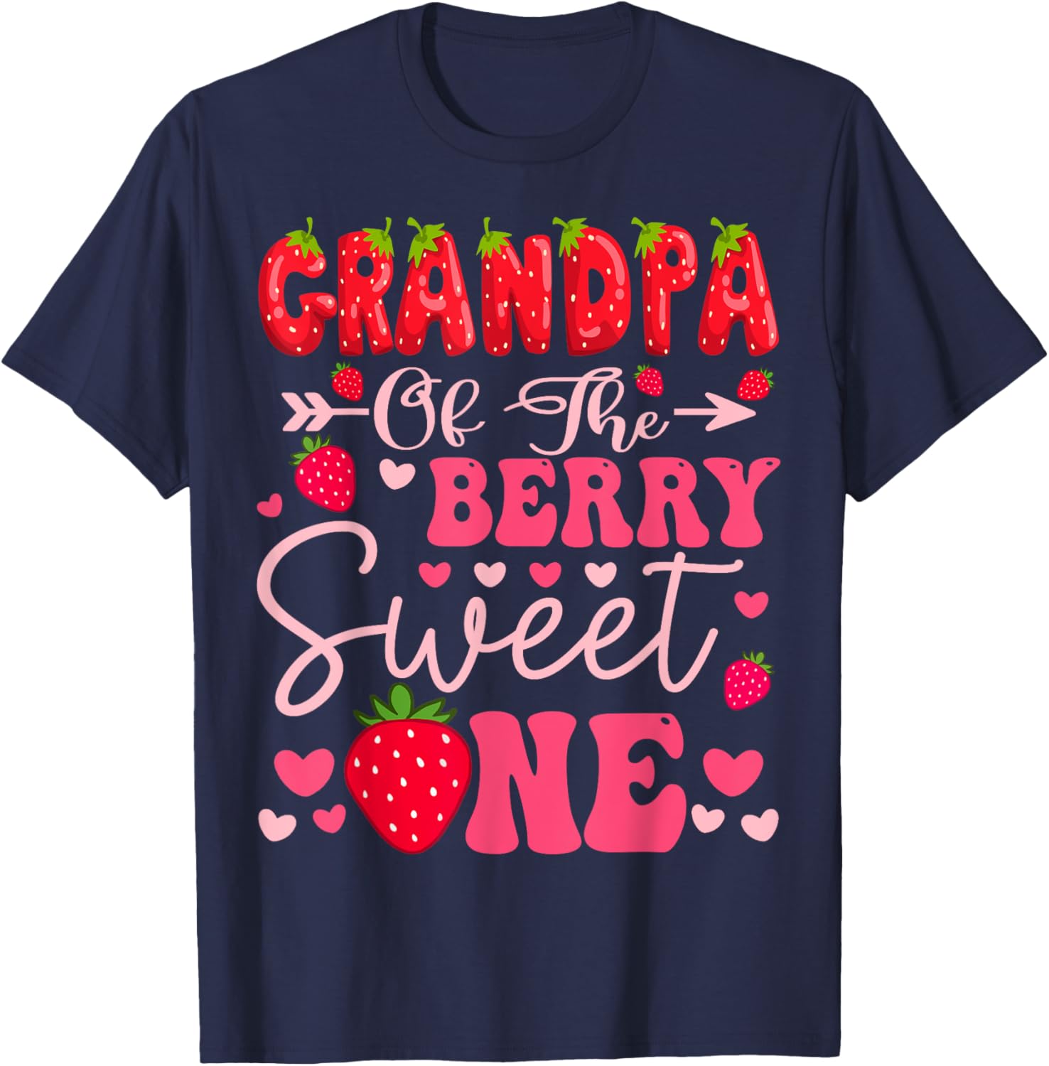 Adorable Grandpa Of The Berry Sweet One Strawberry Birthday T-Shirt - 6