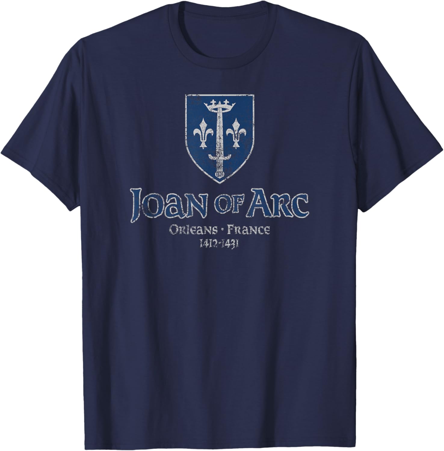 Distressed Joan of Arc Crest Orleans T-Shirt for History Lovers - 7