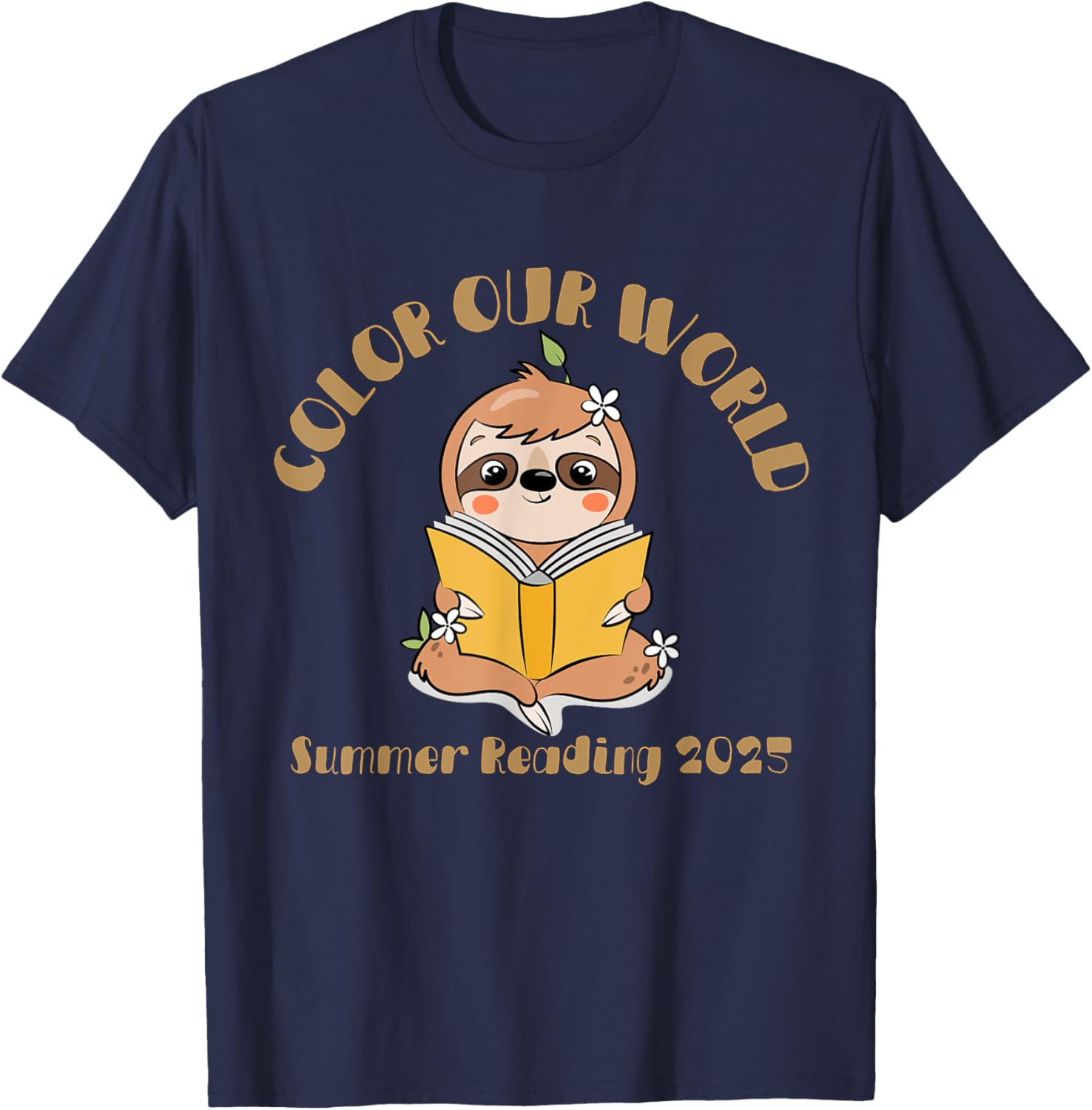 Color Our World 2025 Summer Reading Program Sloth T-Shirt for Kids - 9