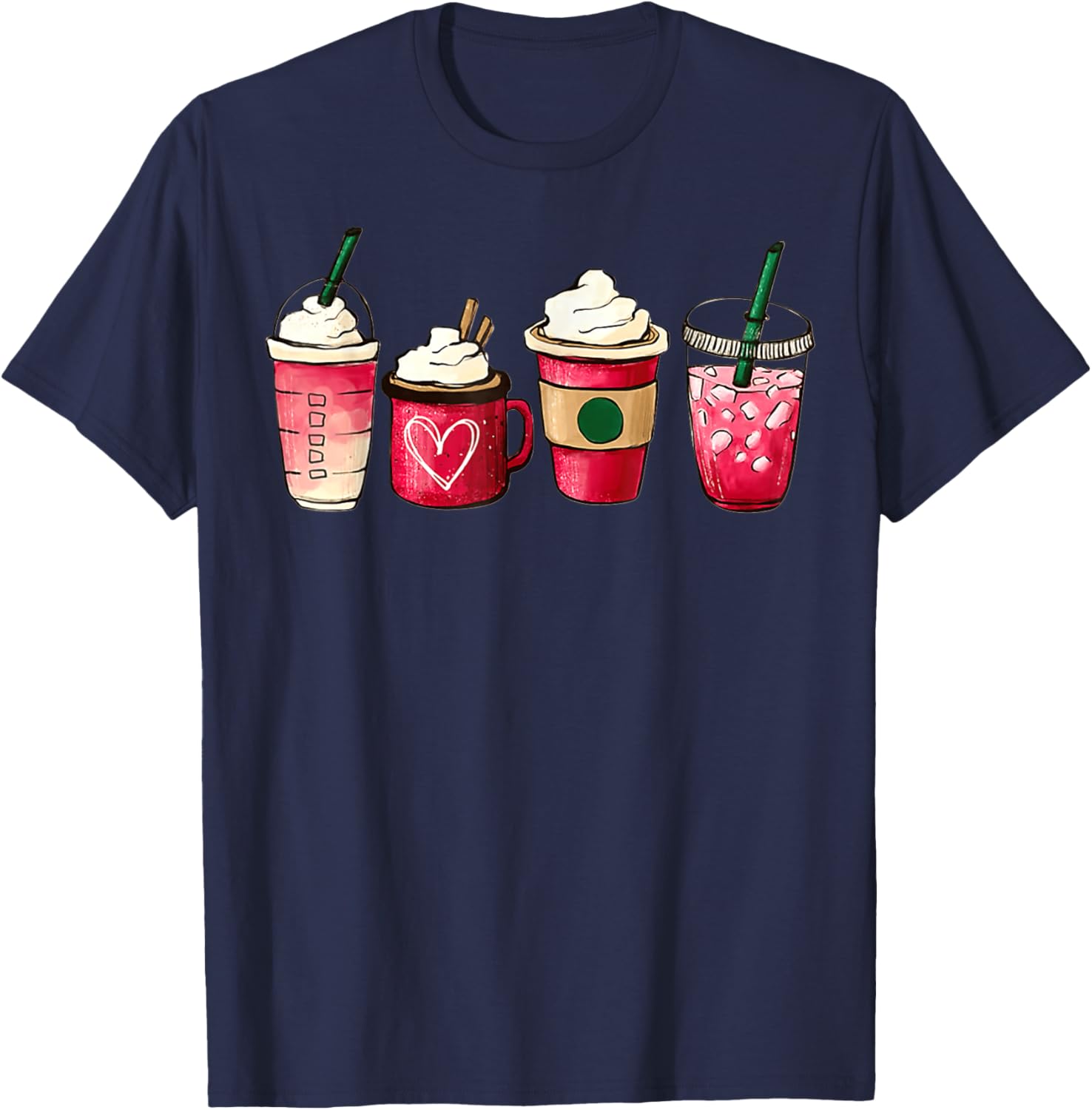 Valentine Heart Latte Iced Coffee T-Shirt for Coffee Lovers - 7