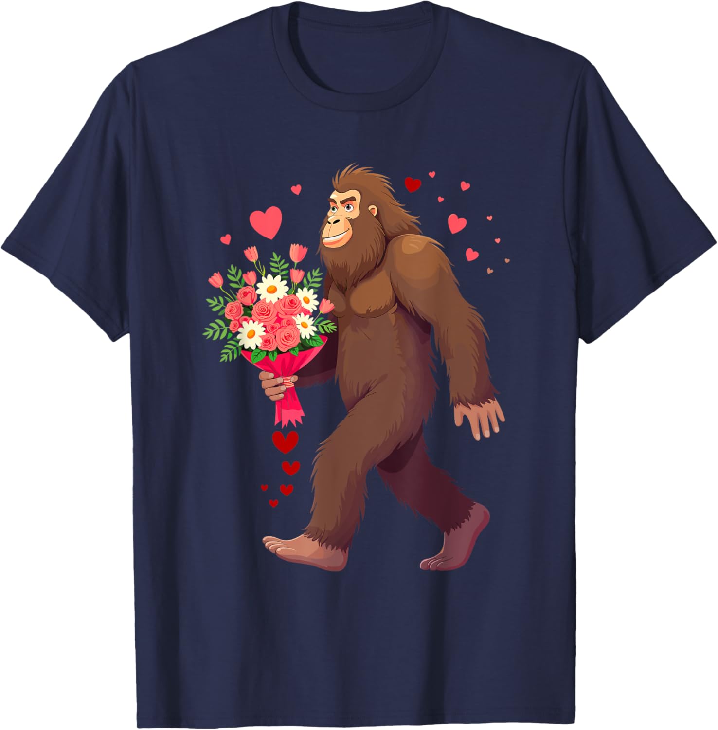 Bigfoot Heart Bouquet T-Shirt for Sasquatch Lovers on Valentine's Day - 20