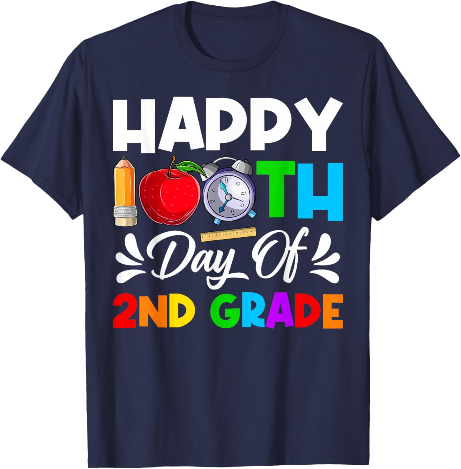 Happy 100th Day 2nd Grade T-Shirt for Boys and Girls, 100 Days Smarter - 24