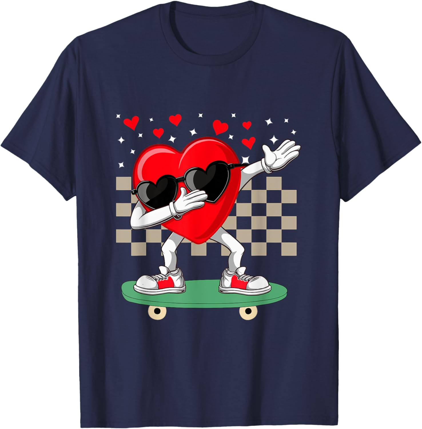 Dabbing Heart Skateboarding Dab Dance T-Shirt for Valentine's Day Fun - 1