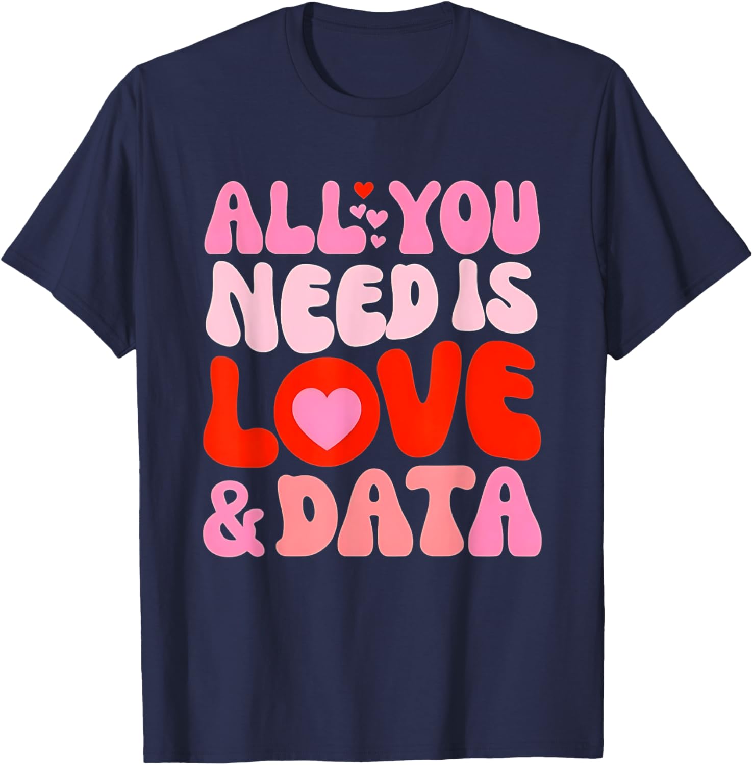 Retro Love and Data Teacher Valentine's Day T-Shirt for Educators - 5