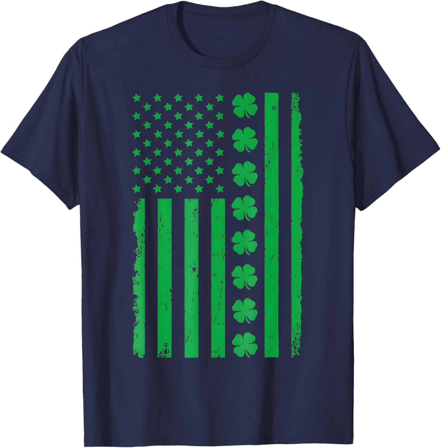 Stunning US American Flag T-Shirt with Shamrocks for St. Patrick's Day - 24