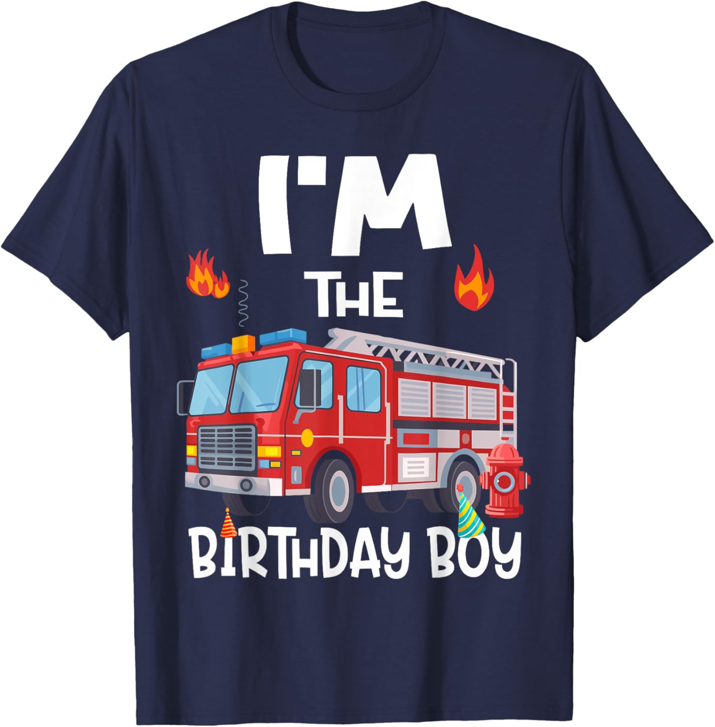 Birthday Boy Fire Truck Firefighter Family T-Shirt for Fun Celebrations - 10