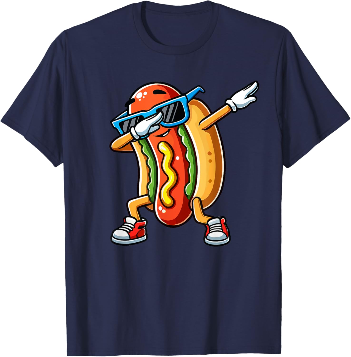 Funny Dabbing Hotdog Sunglasses T-Shirt for Kids Who Love Dogs and Hotdogs - 15