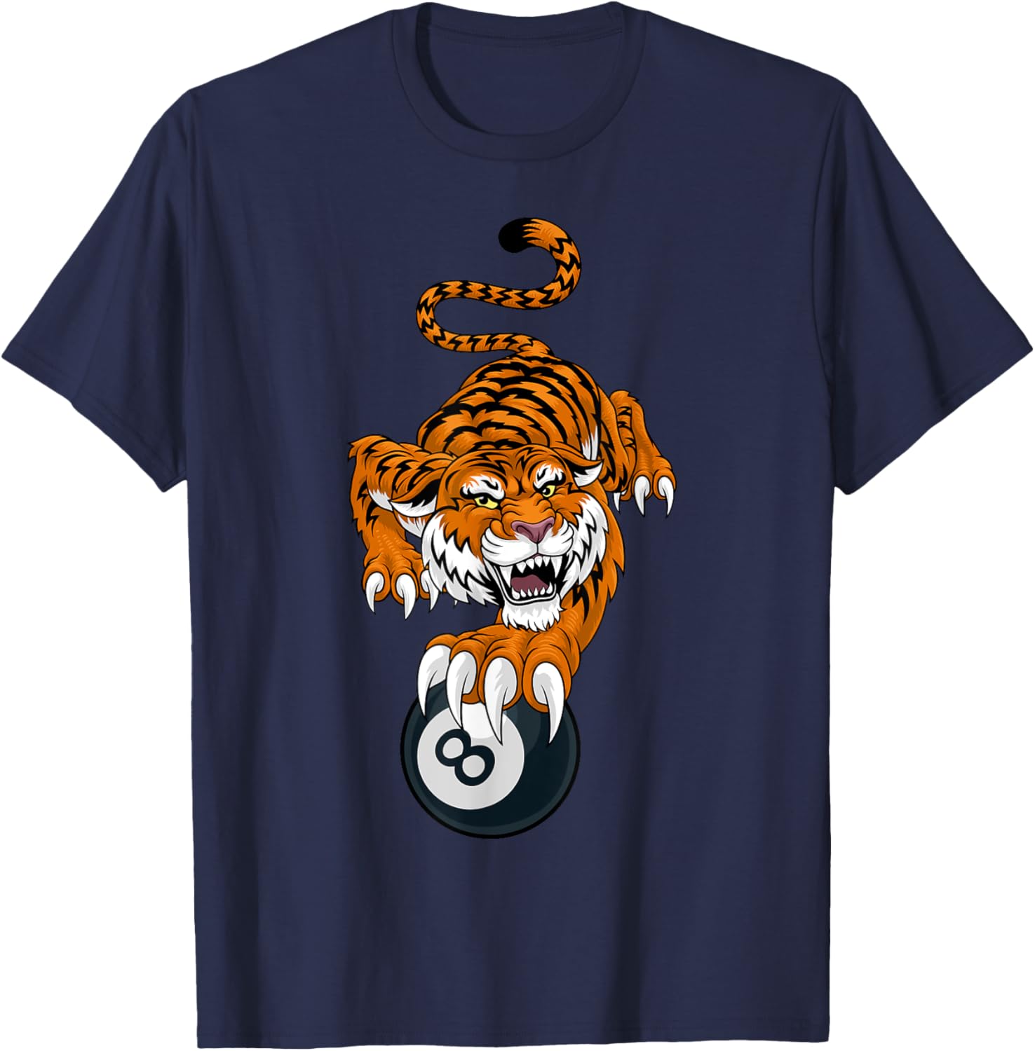 Tiger Angry Pool 8 Ball Billiards Cartoon Character T-Shirt for Fun Style - 9