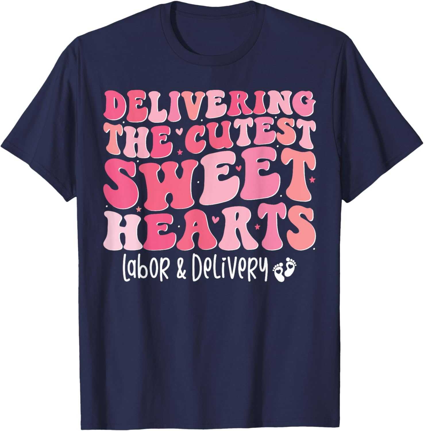 Groovy Labor and Delivery Nurse Valentine's Day T-Shirt for Nurses - 1