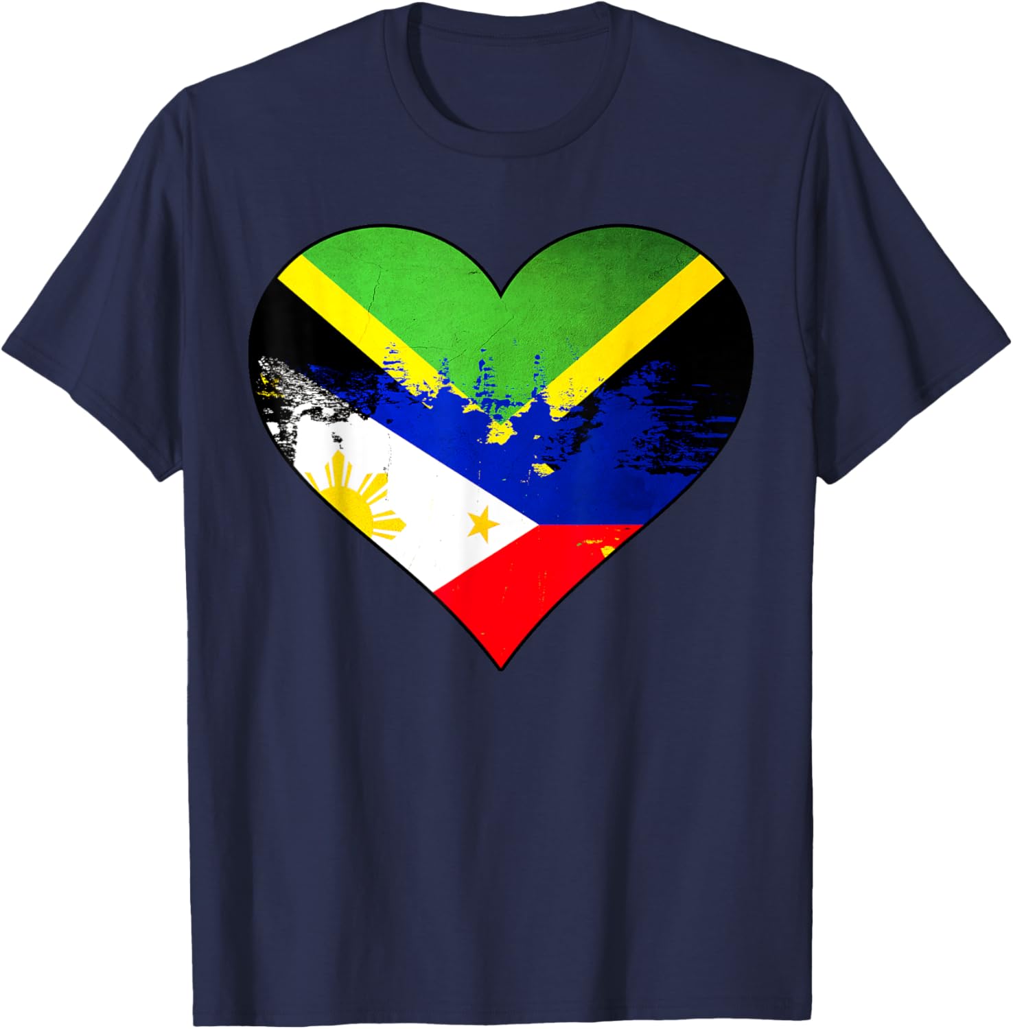 Jamaican Filipino Heritage Flag Heart T-Shirt for Proud Culture Lovers - 11