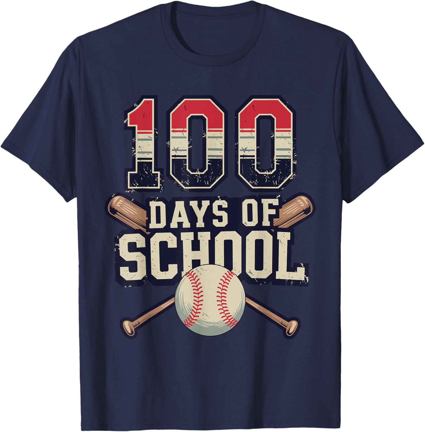 Vintage Baseball Theme 100 Days of School Celebration T-Shirt for Kids - 14