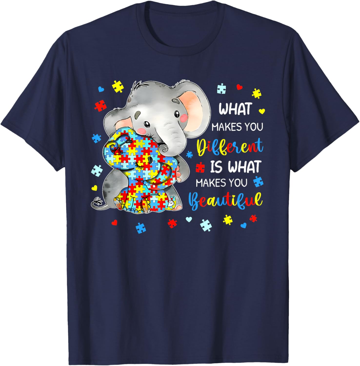 Unique Autism Awareness Elephant T-Shirt Celebrating Individuality and Beauty - 13