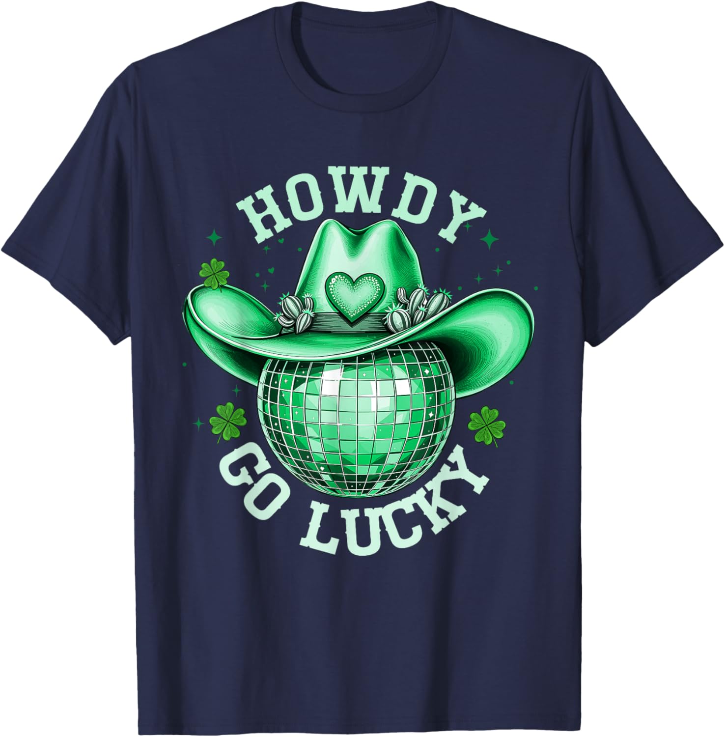Howdy Go Lucky Disco Western Irish Shamrock T-Shirt for St. Patrick's Day - 5