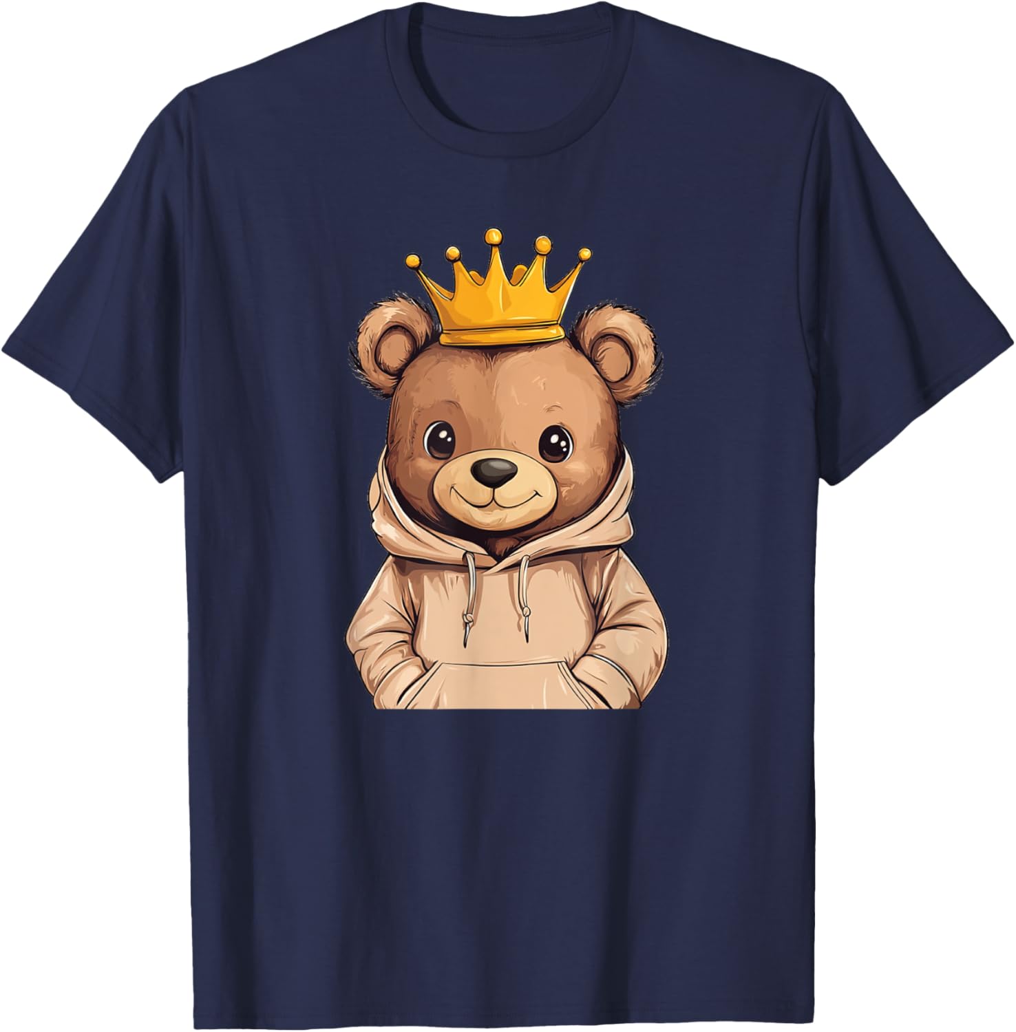 Adorable Cool Teddy Bear King with Crown and Sweater T-Shirt Outfit - 7