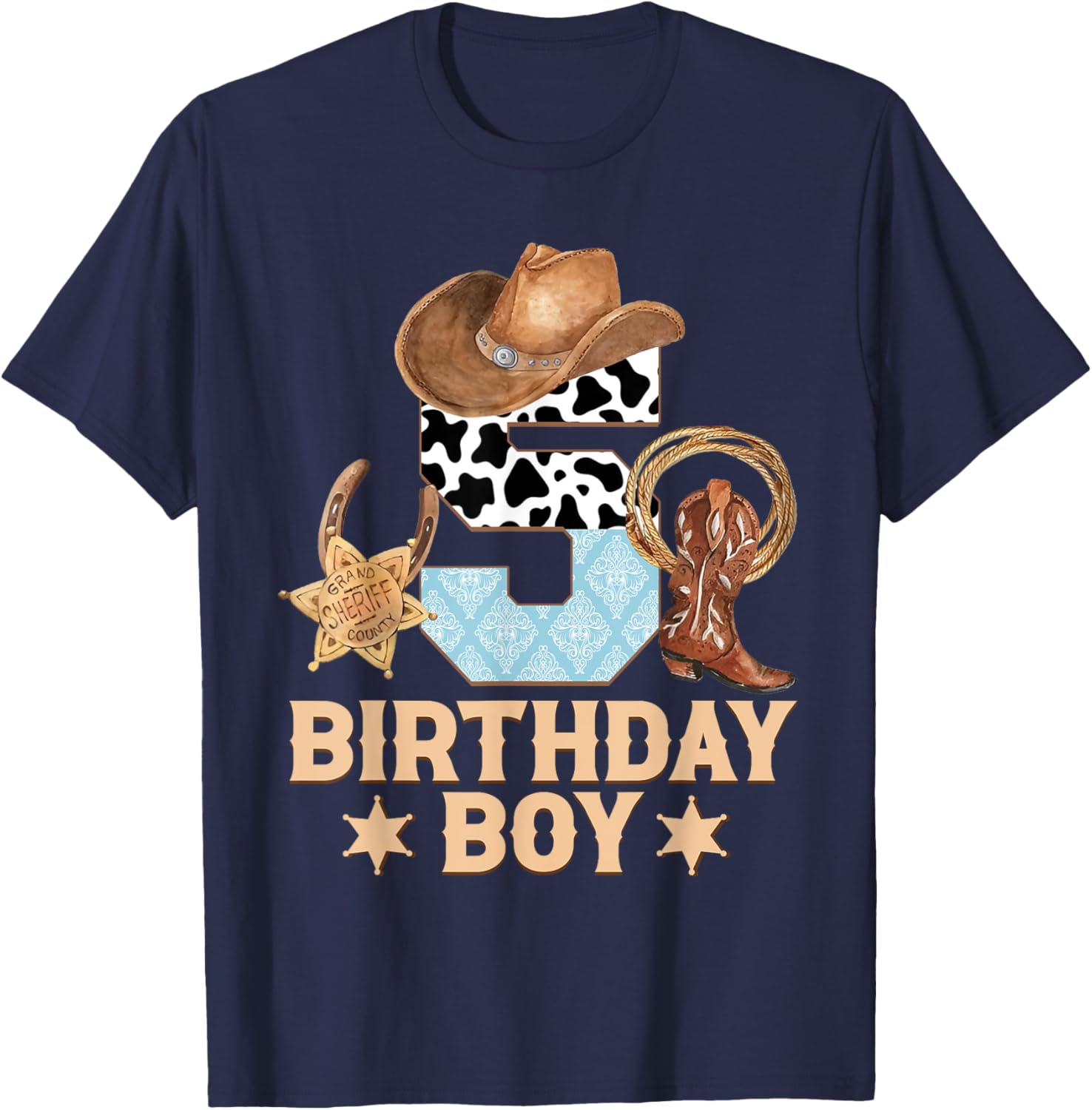 Western Family Birthday Boy Cowboy T-Shirt for 5th Birthday Celebration - 13