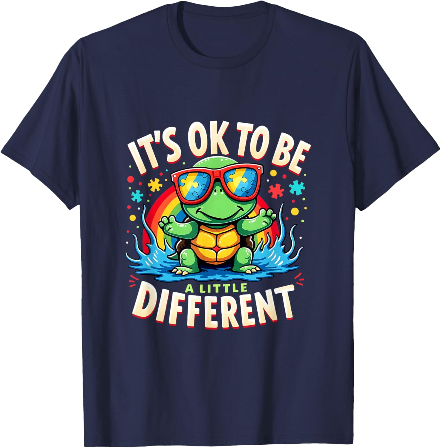 Cute Turtle Autism Awareness T-Shirt It's Ok To Be A Little Different - 13