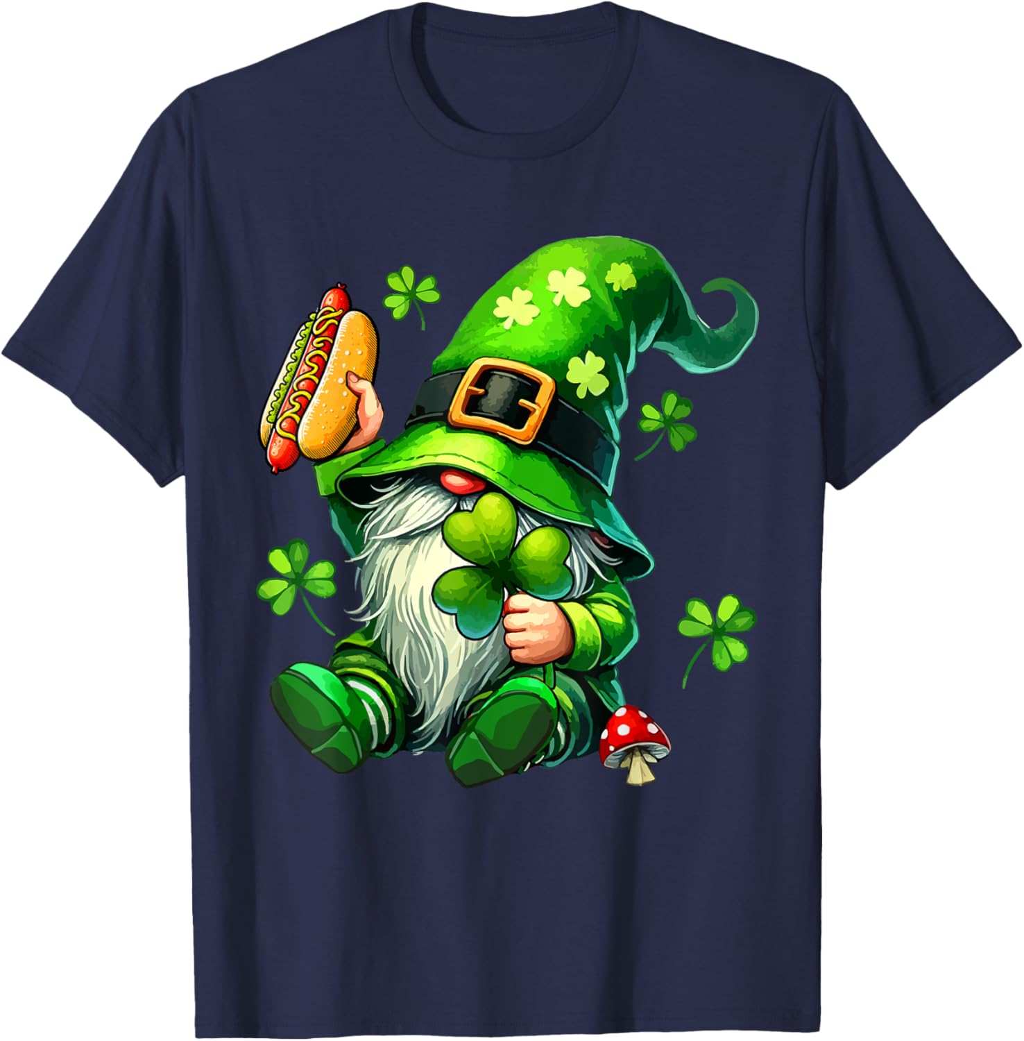 Gnome Eating Hot Dog St. Patrick's Day T-Shirt for Food Lovers - 19