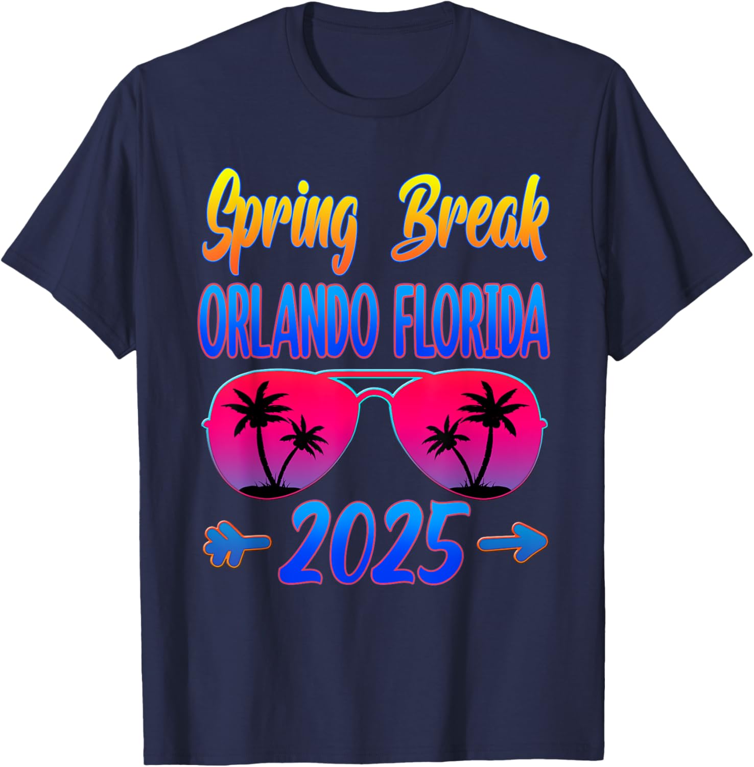 Spring Break Orlando 2025 Beach Group T-Shirt with Fun Glasses Design - 6