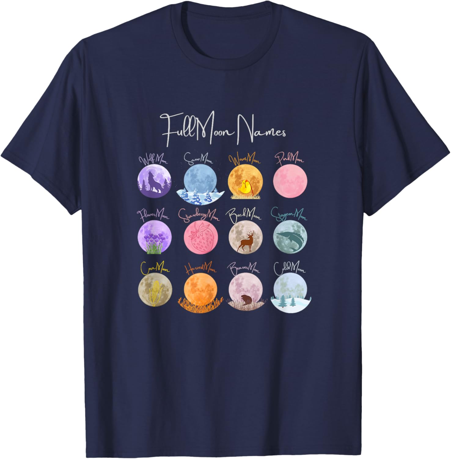 Full Moon Names T-Shirt Lunar Calendar Tees and Accessories Elegance - 14