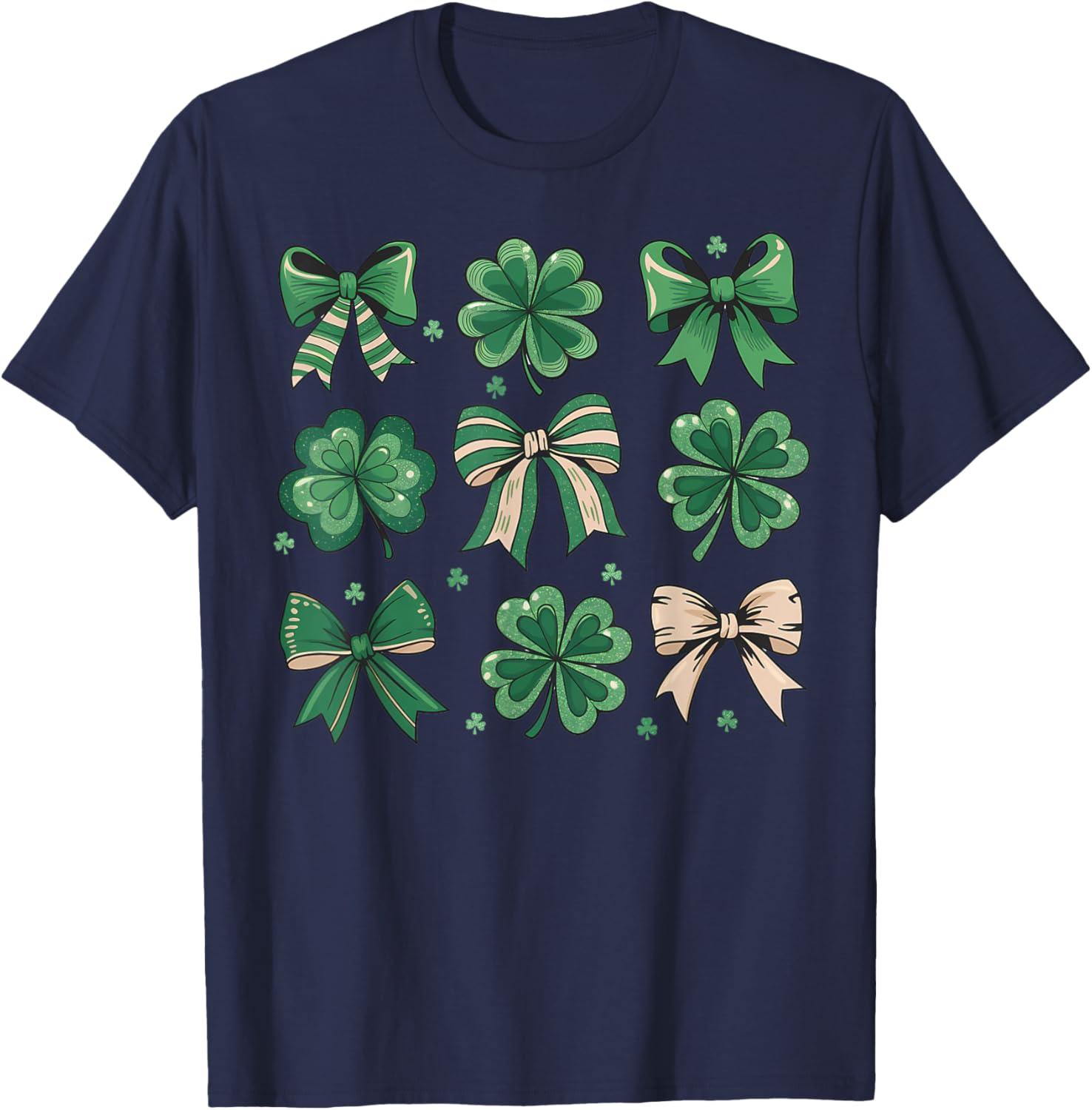 Cute Retro St Patricks Day Shamrock Bow T-Shirt for Festive Fun - 11