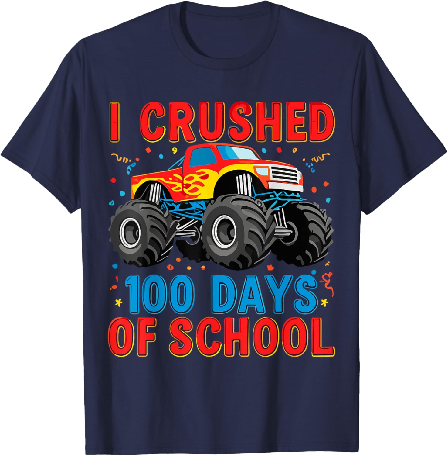 100 Days of School Monster Truck T-Shirt for Boys Fun School Spirit Gear - 12