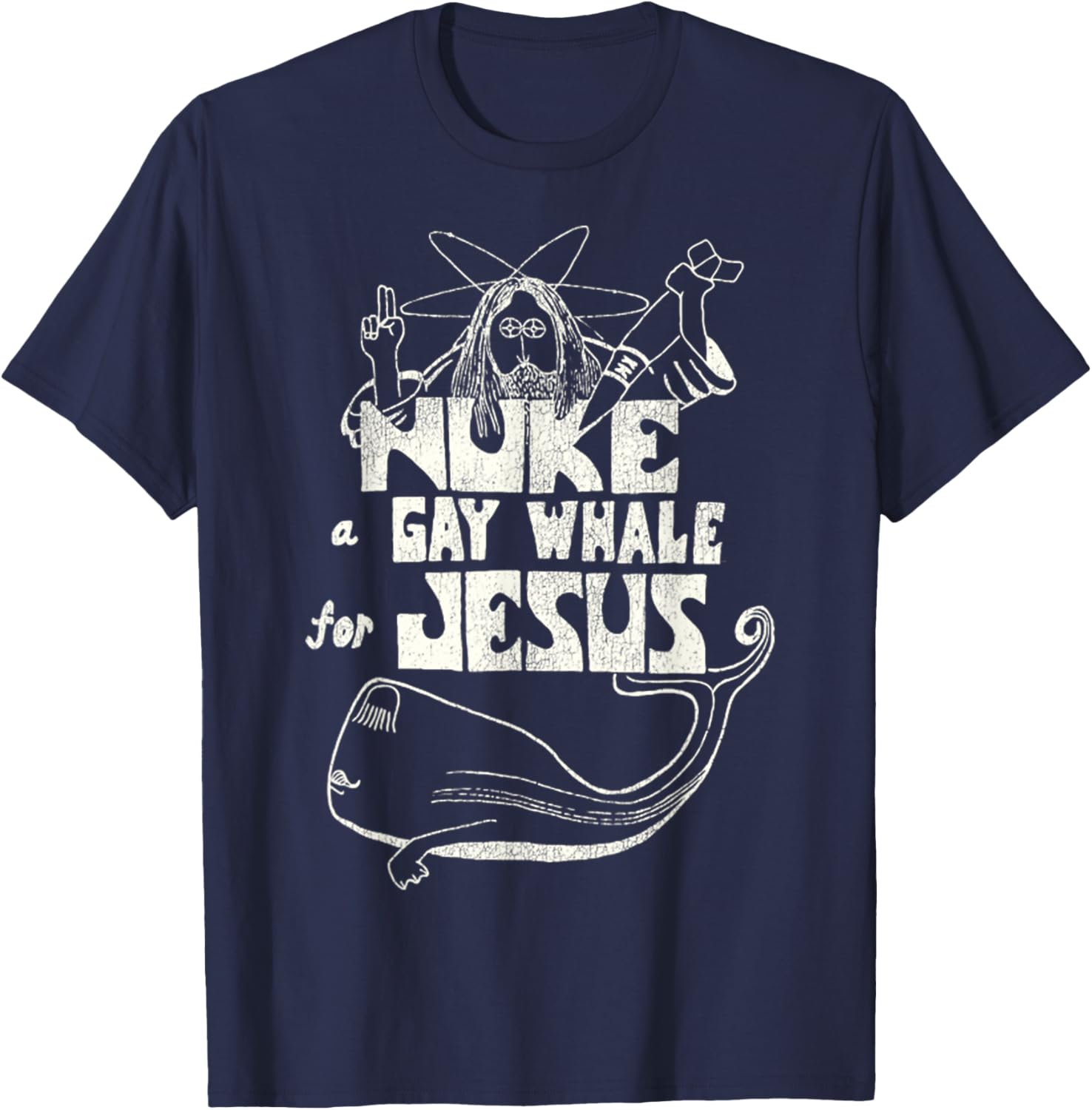 Funny Vintage 80s Nuke a Gay Whale For Jesus T-Shirt for Social Advocacy - 6
