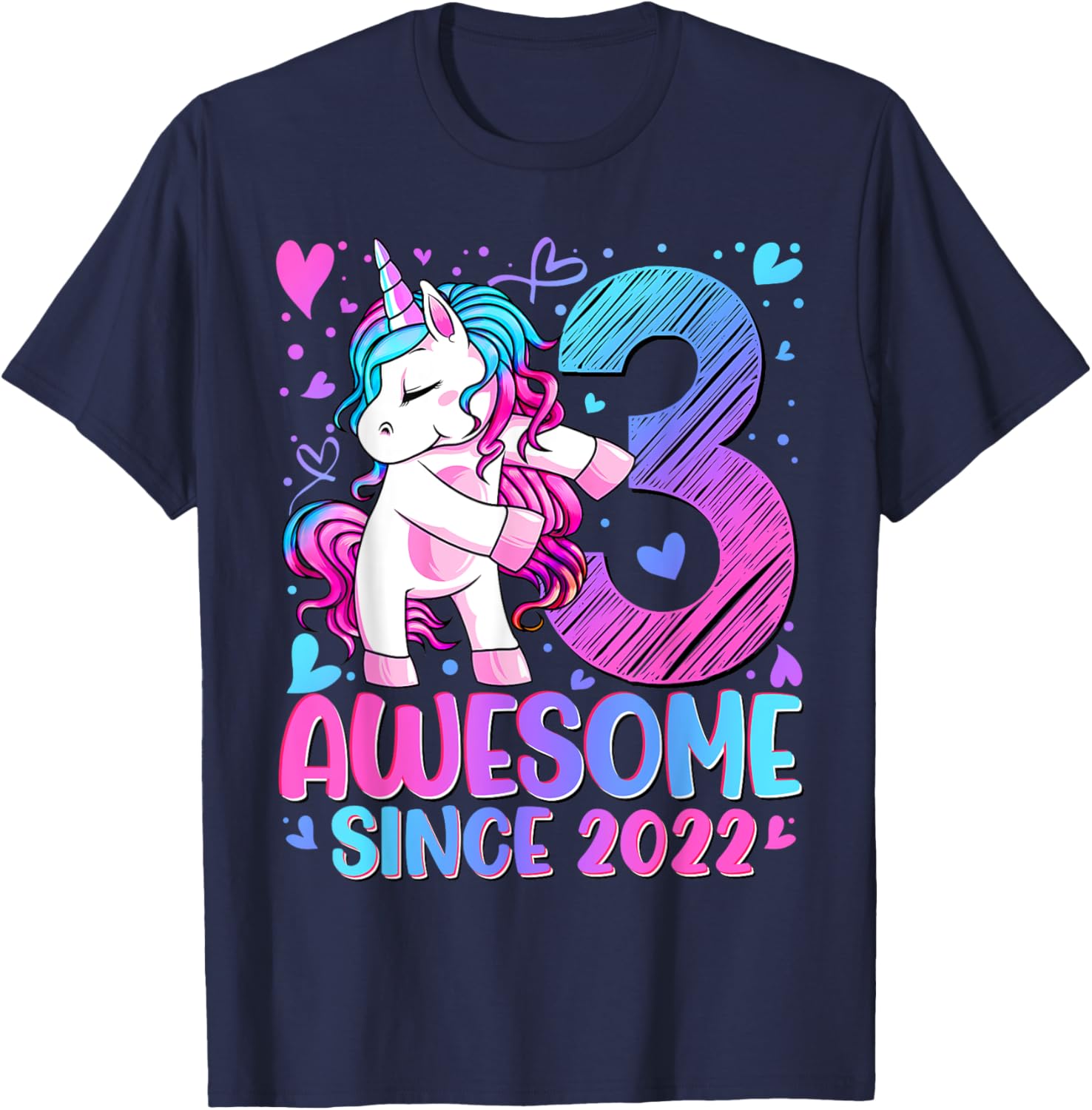 Cute Unicorn T-Shirt for 3 Year Old Girls Birthday Party Gifts - 17