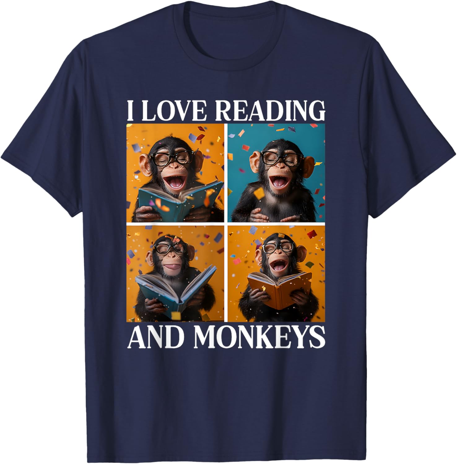 Adorable Love Reading and Monkeys T-Shirt for Book Lovers and Kids - 16