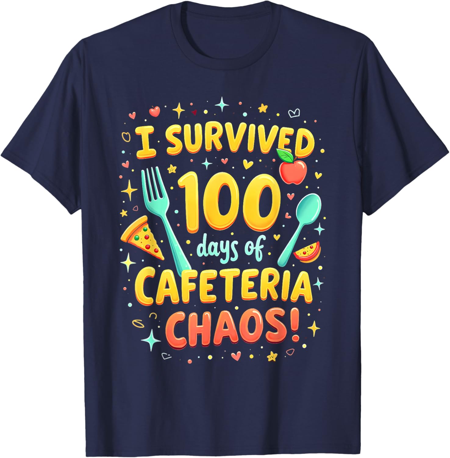 I Survived School Cafeteria Chaos Funny Lunch Lady T-Shirt for Kids - 17