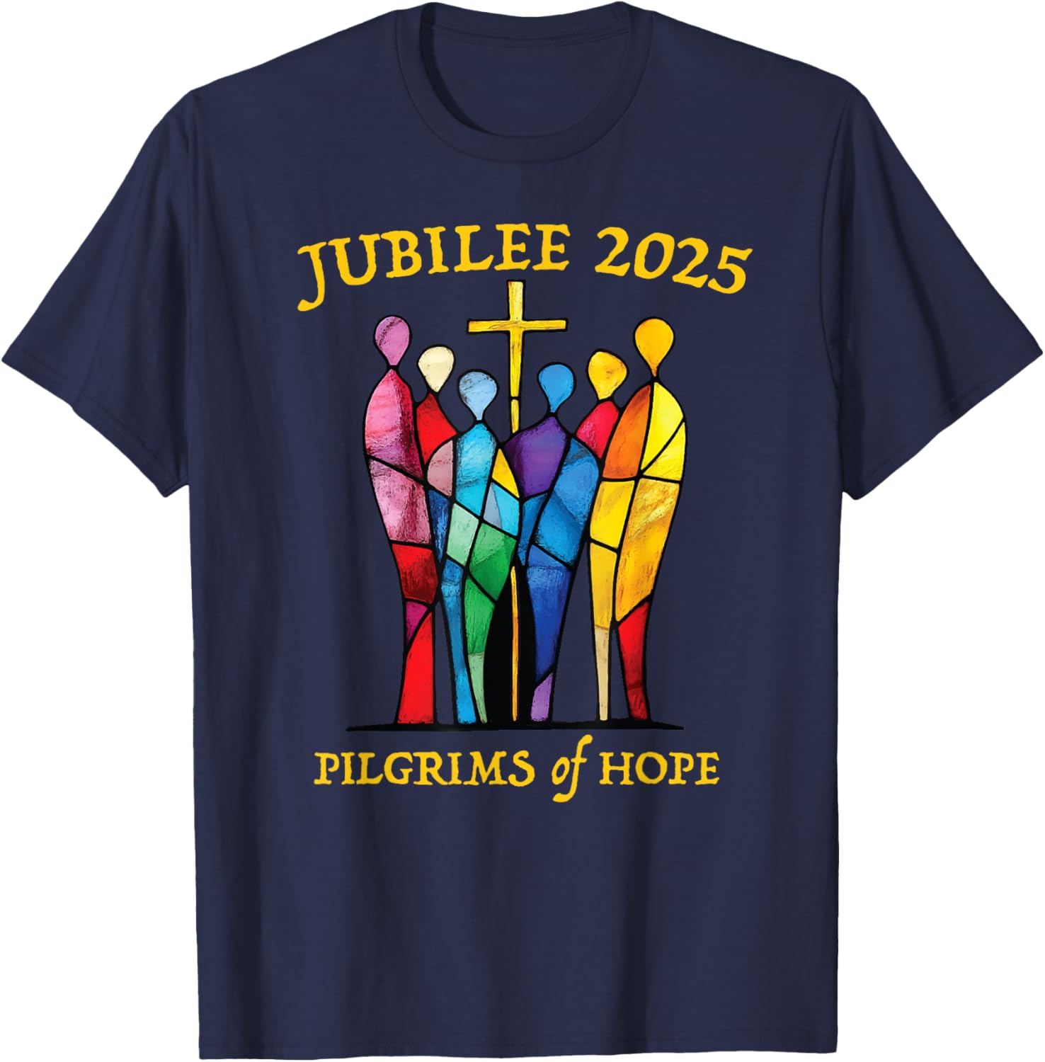 Catholic Jubilee 2025 Pilgrims of Hope Stained Glass T-Shirt for All - 11